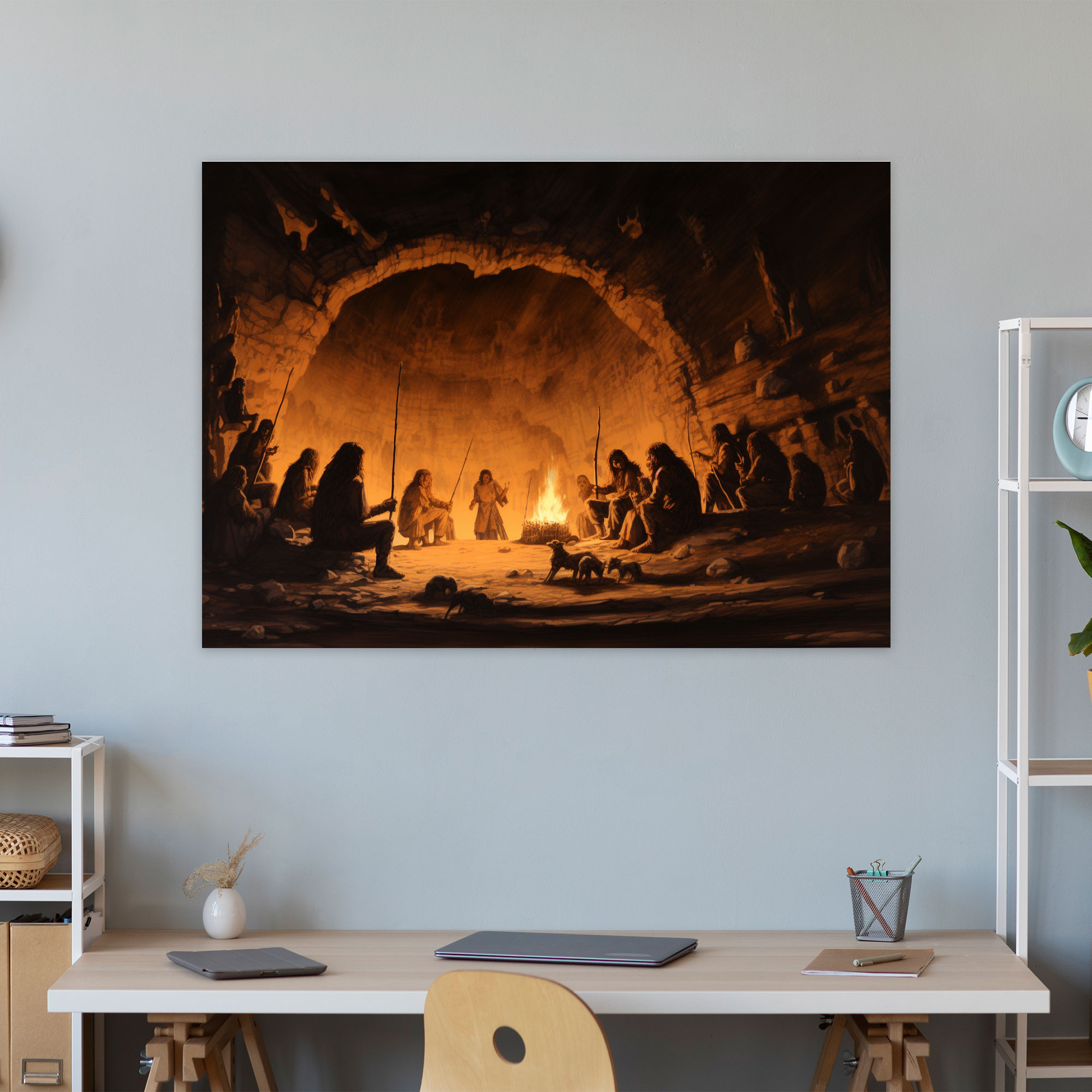 Mesolithic Bonfire Wall Decoration - Mesolithic, Bonfire, Canvas Print, Canvas