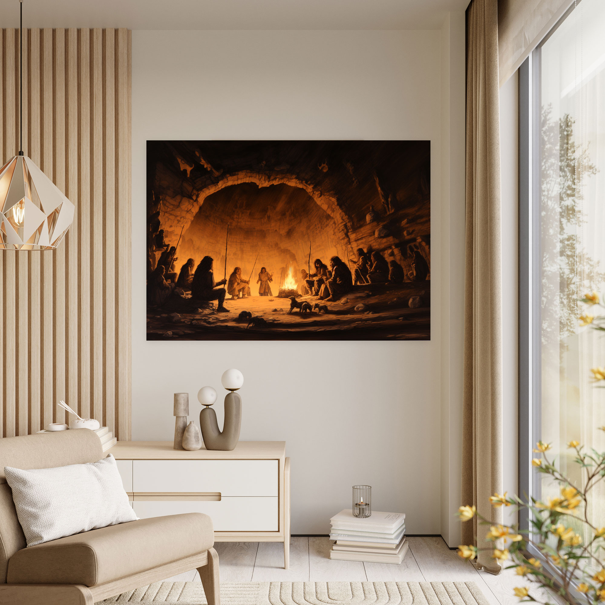 Mesolithic Bonfire Wall Decoration - Mesolithic, Bonfire, Canvas Print, Canvas