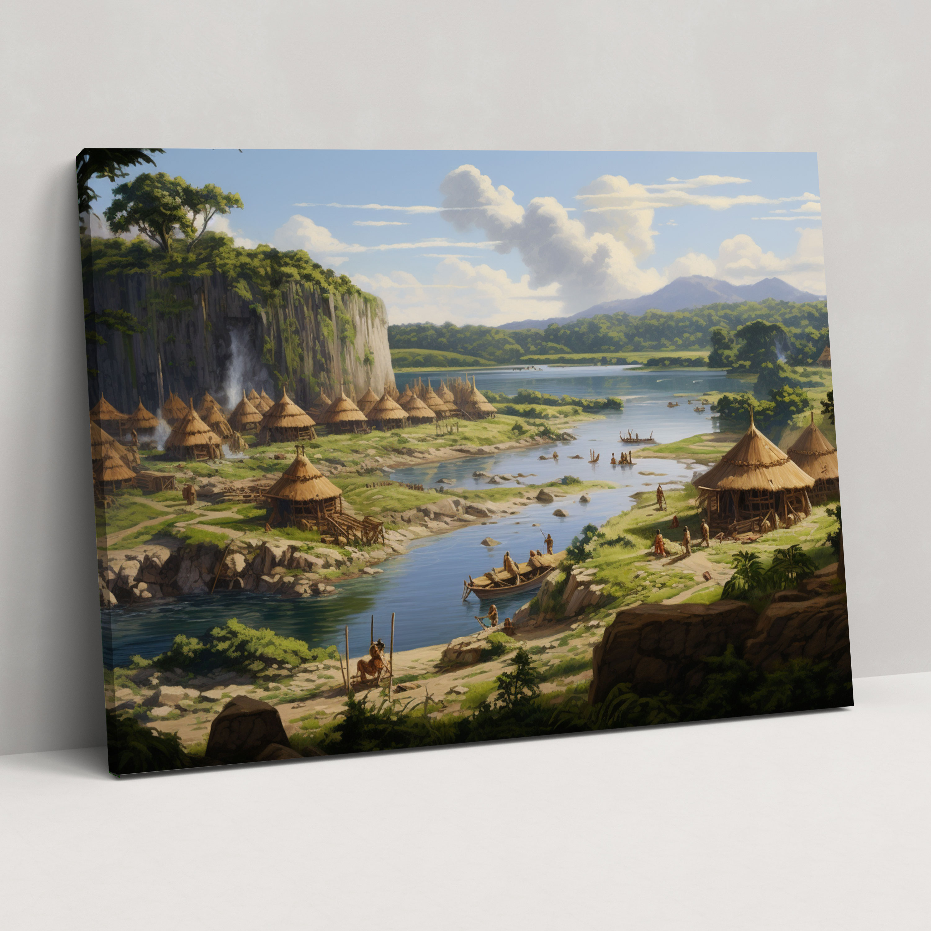 Mesolithic Lakeside Canvas Print - Mesolithic, Home Decoration, Lakeside Settlement, Natural Beauty