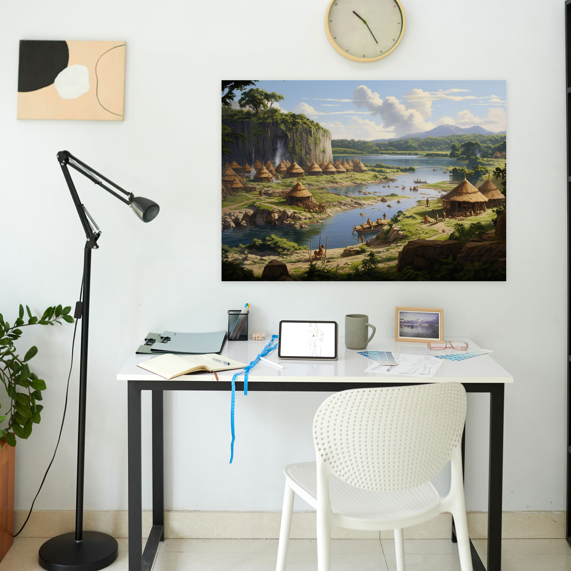 Mesolithic Lakeside Canvas Print - Mesolithic, Home Decoration, Lakeside Settlement, Natural Beauty