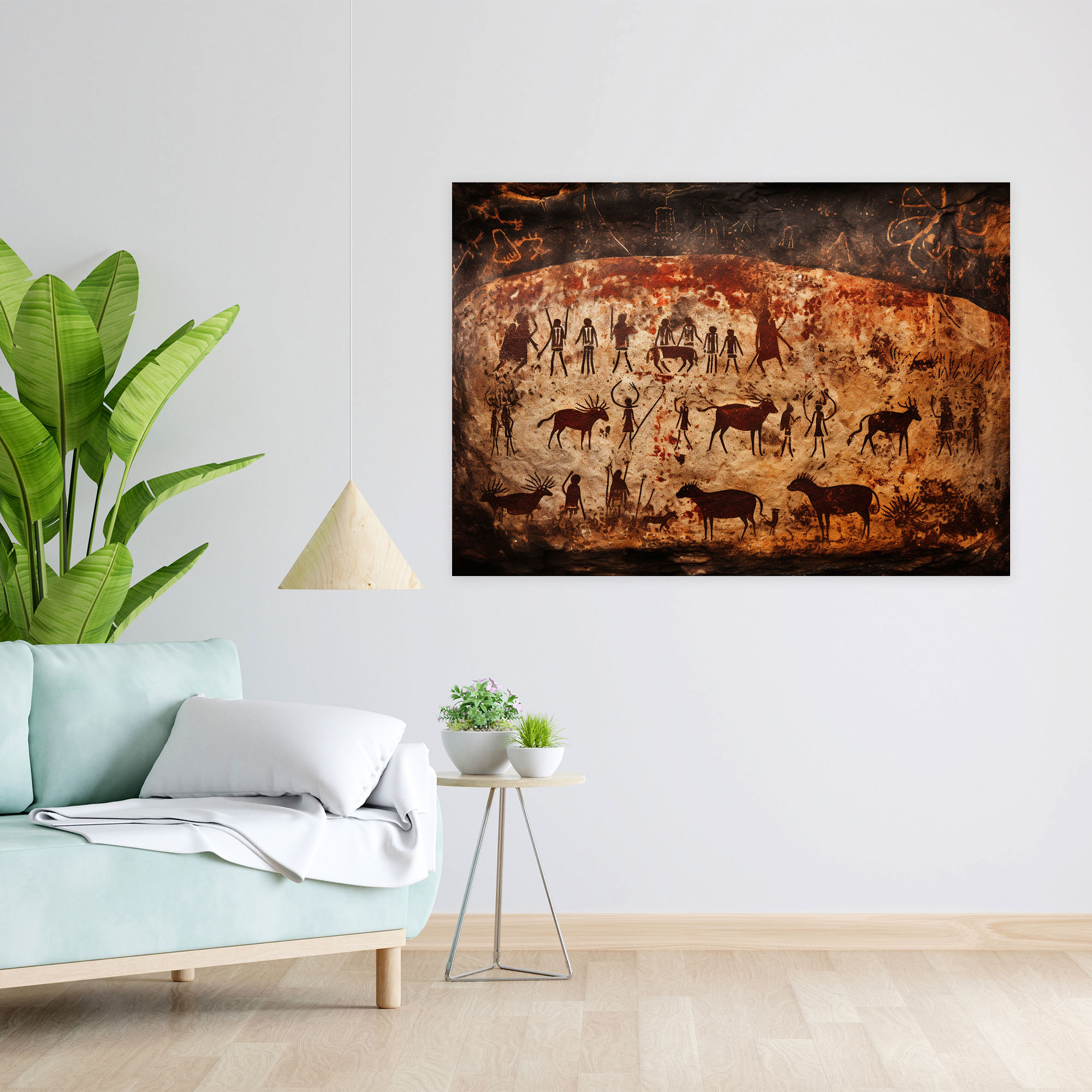Mesolithic Canvas Print - Traditional Cave Painting Wall Art - Mesolithic, Cave Painting, Canvas Wall Art, Hunters