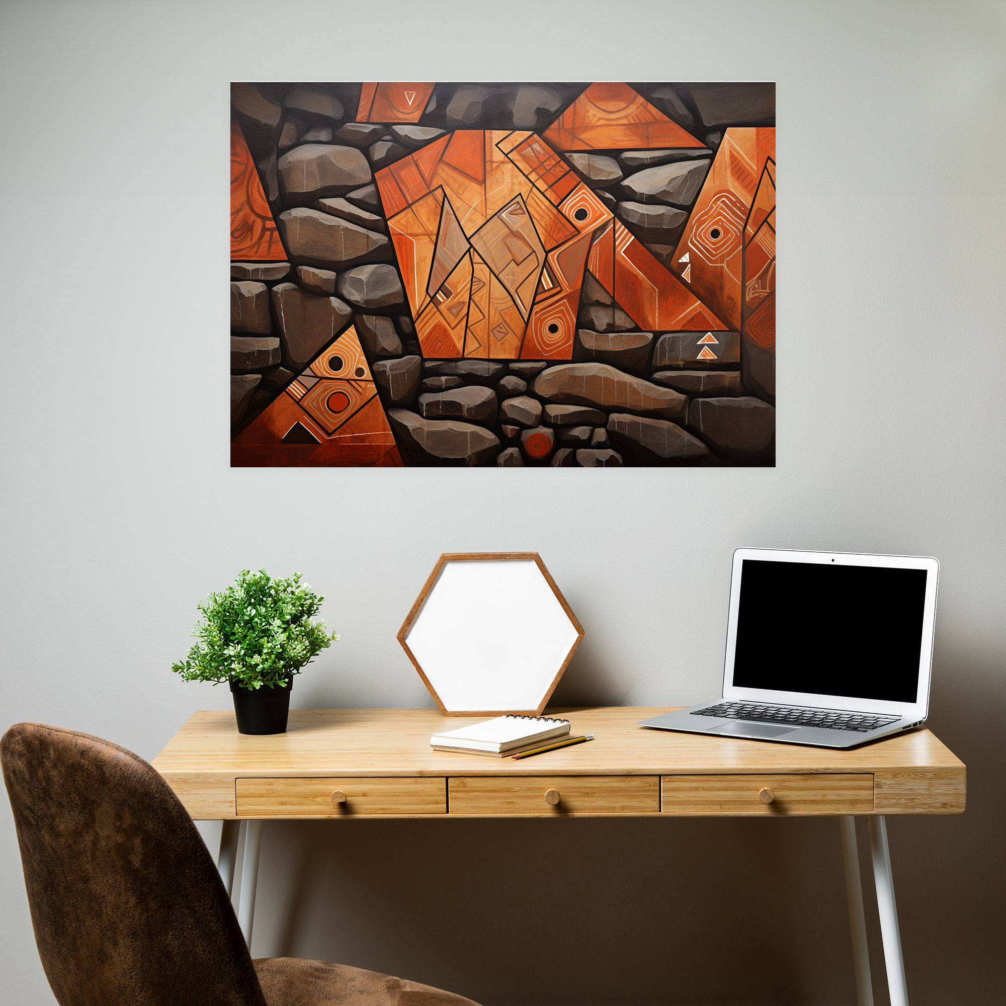 Mesolithic Wall Art - Abstract Geometric Rock Art Canvas Print - Mesolithic, Rock Art, Abstract, Wall Decoration