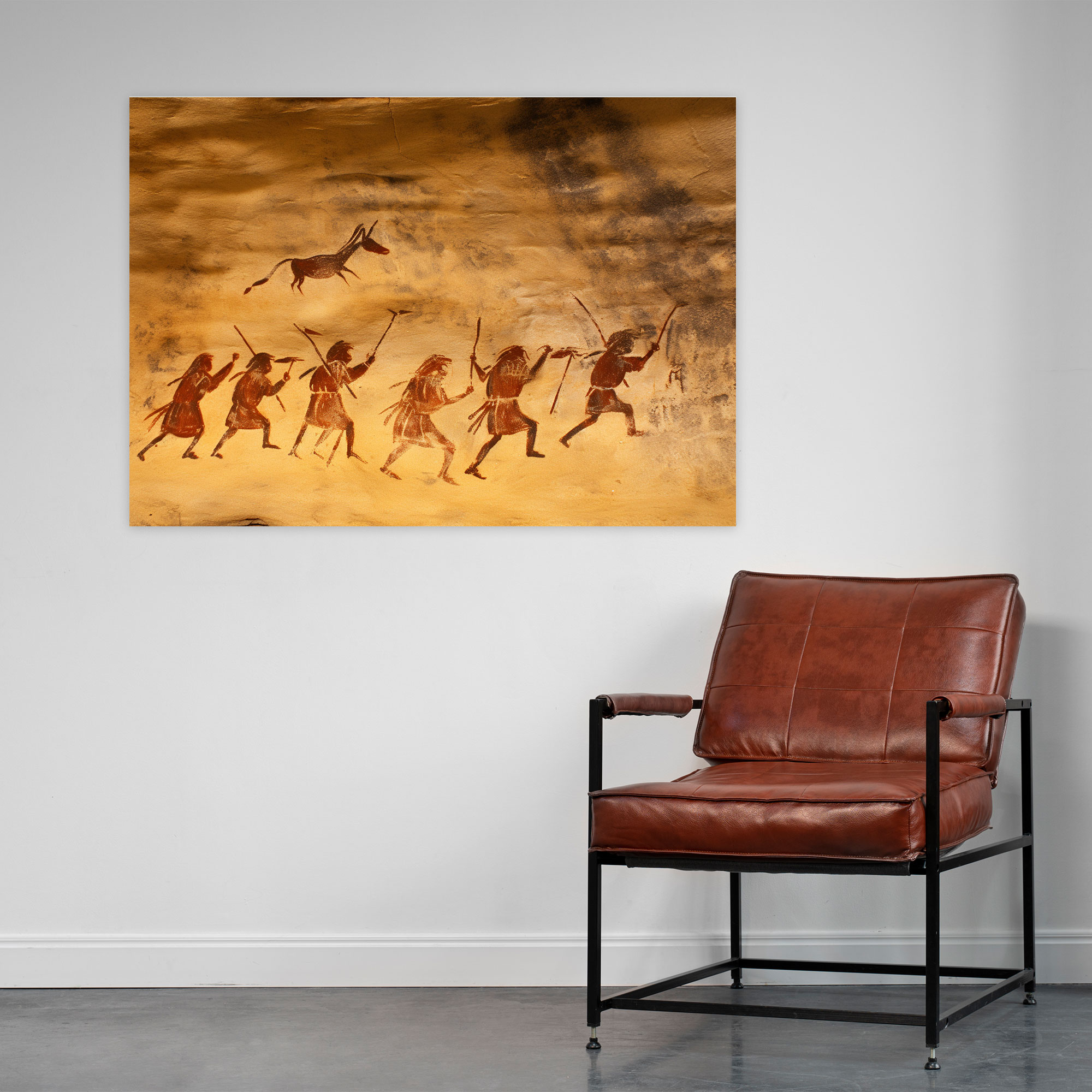 Mesolithic Canvas Print - Thrilling Cave Drawing Wall Art - Mesolithic, Hunters, Canvas Wall Art, Mesolithic