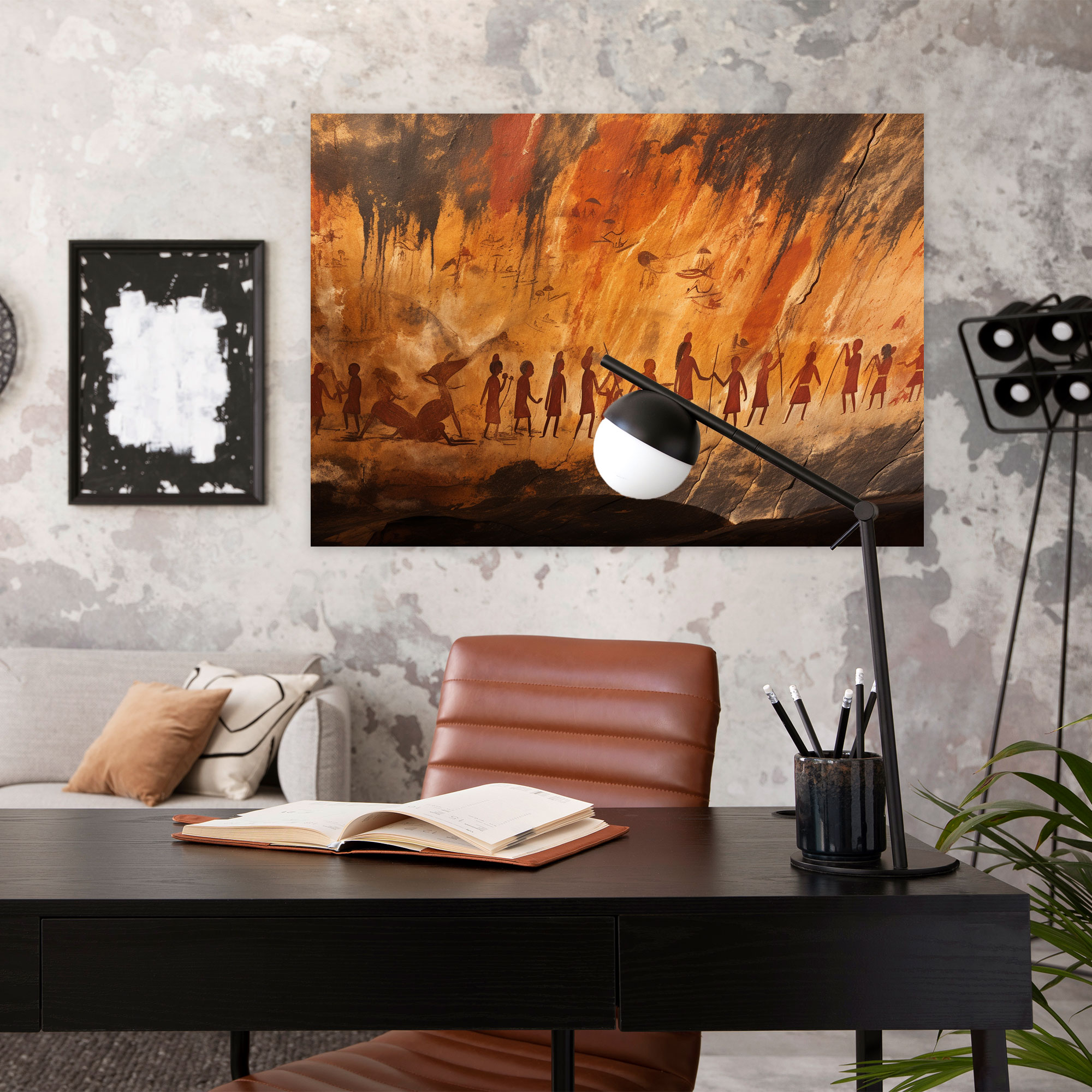 Mesolithic Wall Decoration - Communal Cave Mural Canvas Print - Mesolithic, Wall Art, Canvas Print, Communal Activities