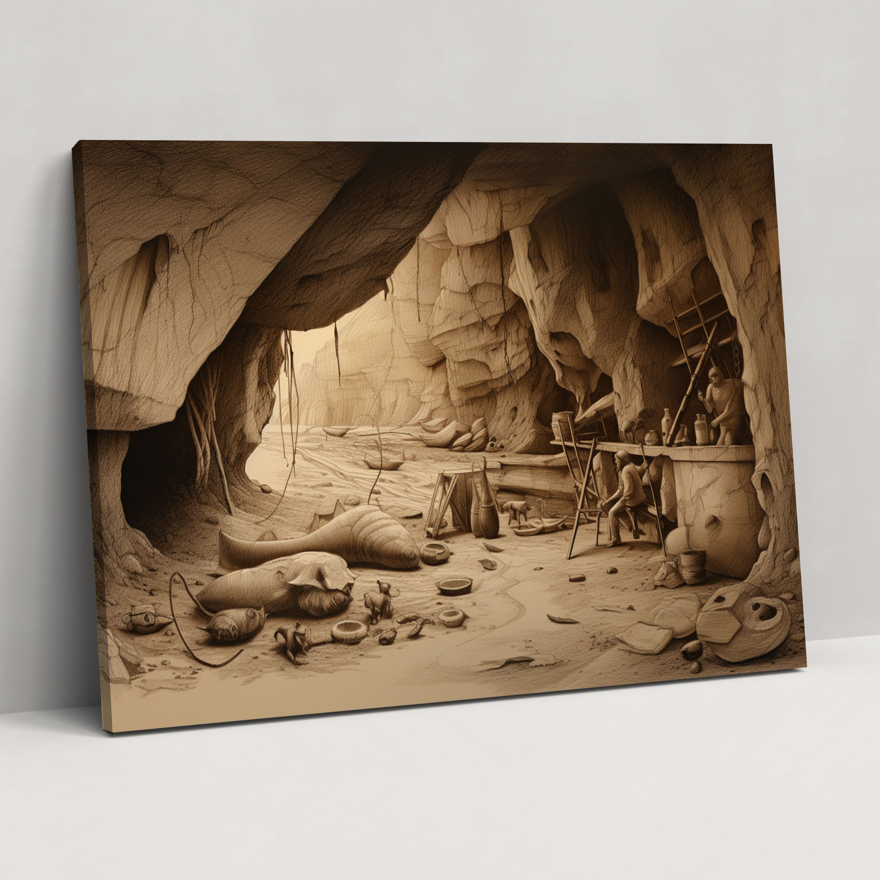 Mesolithic Canvas Print - Prehistoric Tools Cave Engraving Wall Art - Mesolithic, Canvas, Canvas Wall Art, Wall Decoration