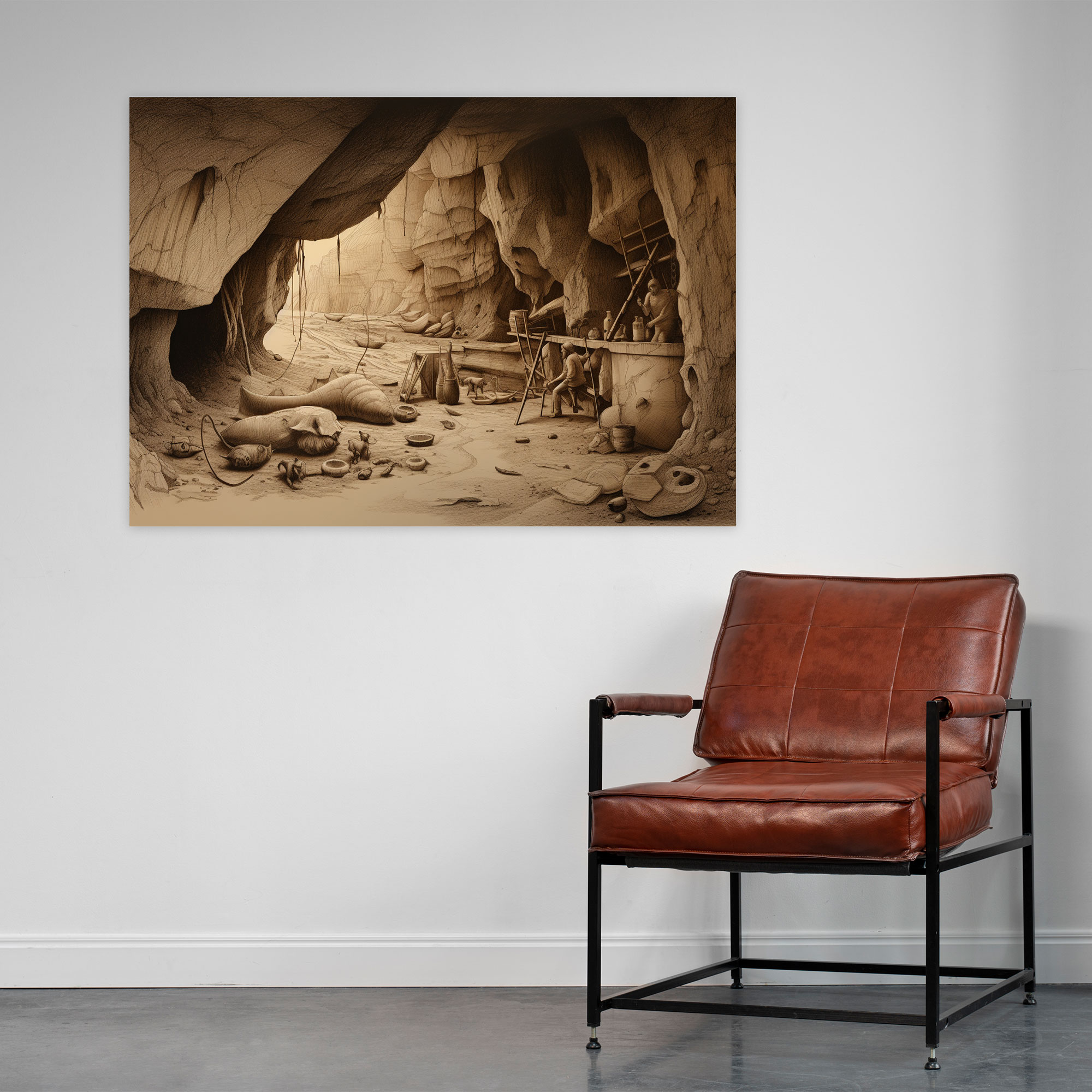 Mesolithic Canvas Print - Prehistoric Tools Cave Engraving Wall Art - Mesolithic, Canvas, Canvas Wall Art, Wall Decoration