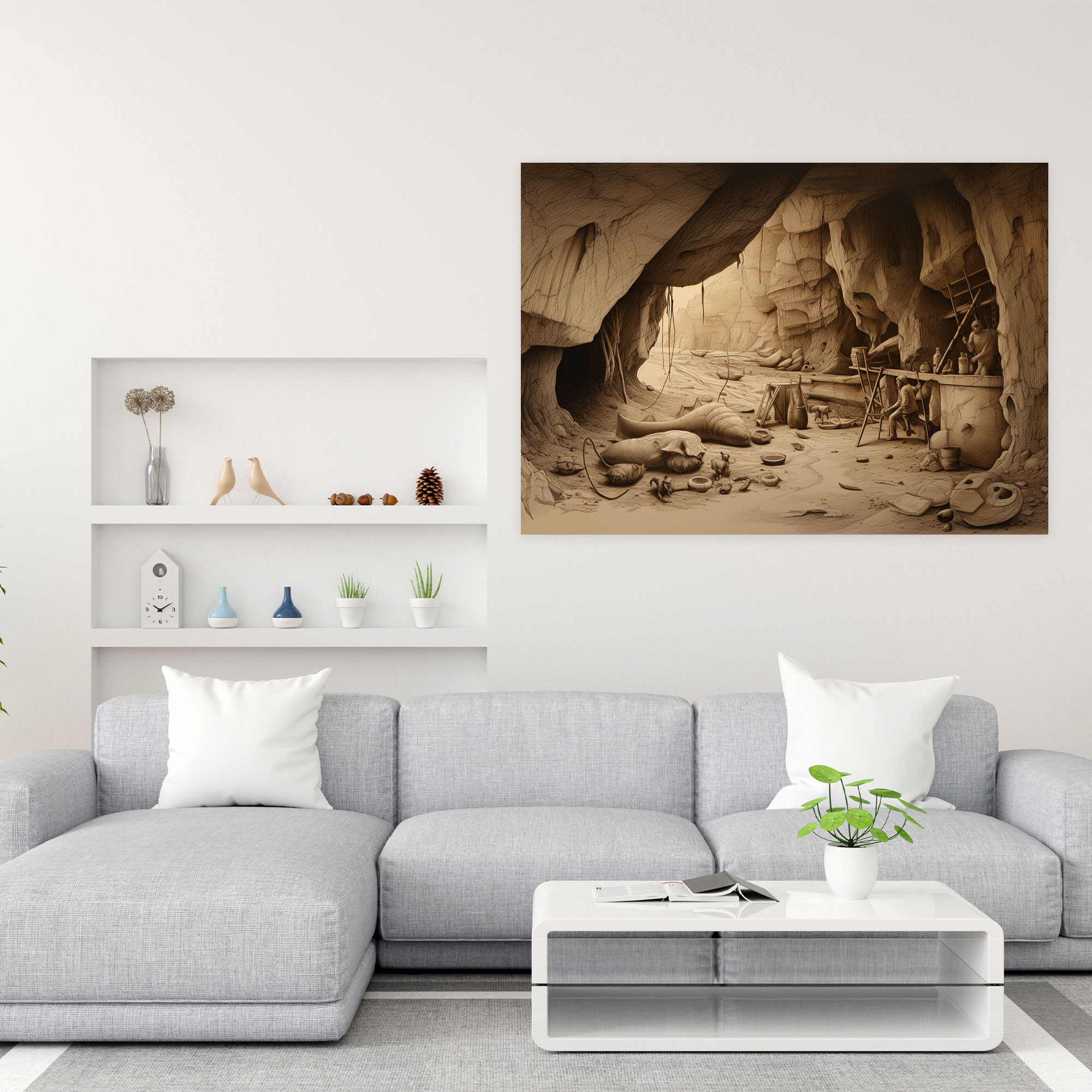 Mesolithic Canvas Print - Prehistoric Tools Cave Engraving Wall Art - Mesolithic, Canvas, Canvas Wall Art, Wall Decoration