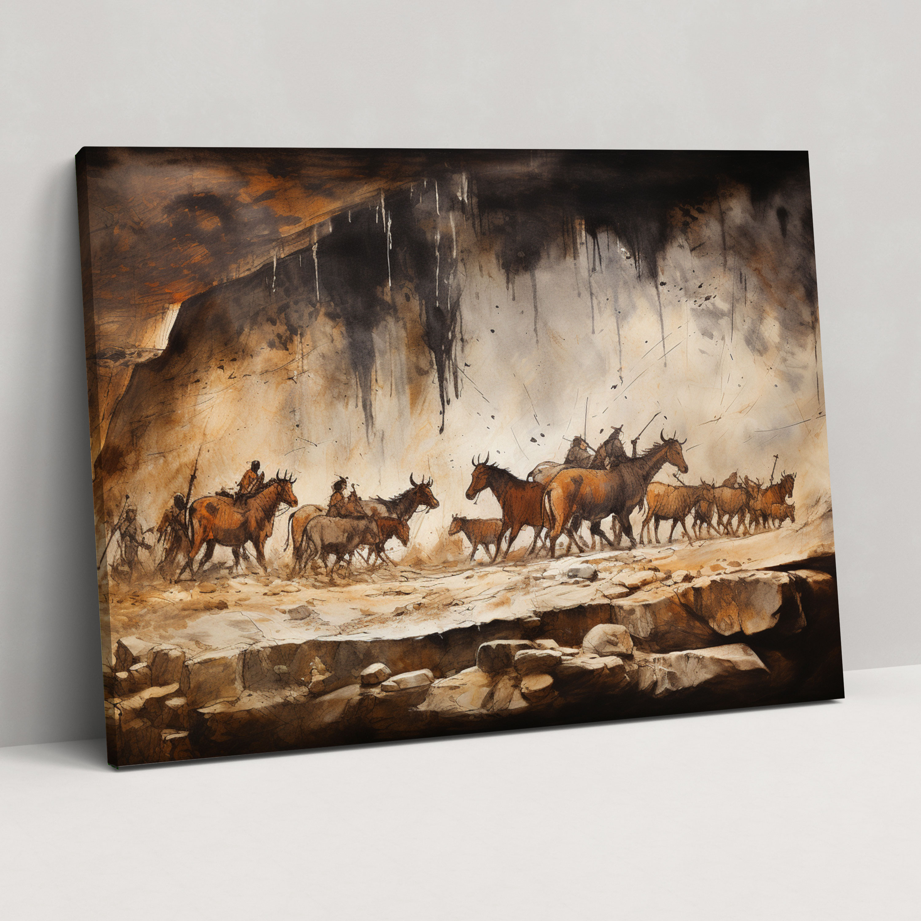 Mesolithic Canvas Print - Hunters In Rocky Terrain - Mesolithic, Home Decoration, Wall Decoration, Wall Art