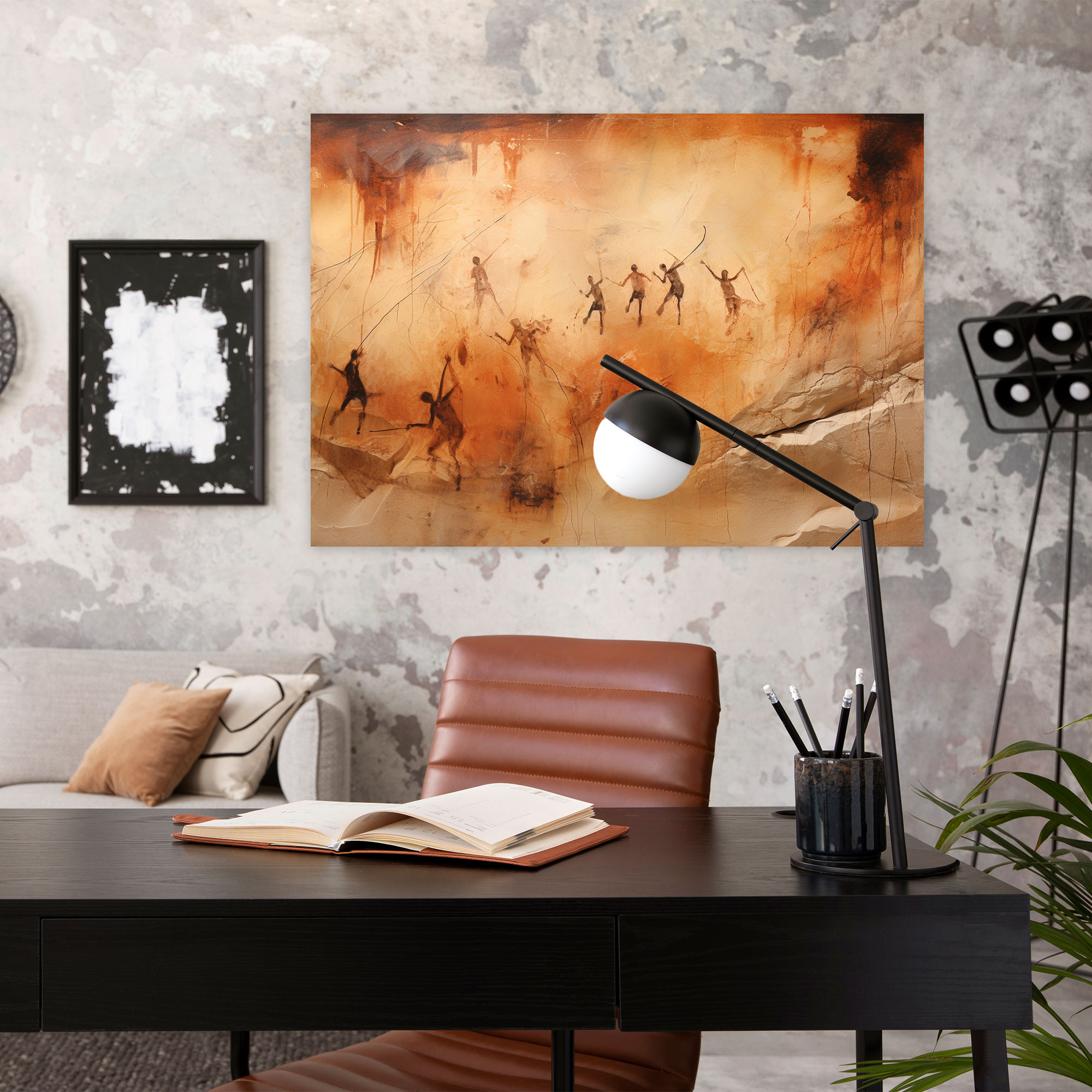 Mesolithic Wall Decoration - Abstract Cave Paintings - Mesolithic, Abstract Interpretation, Canvas Print, Mesolithic