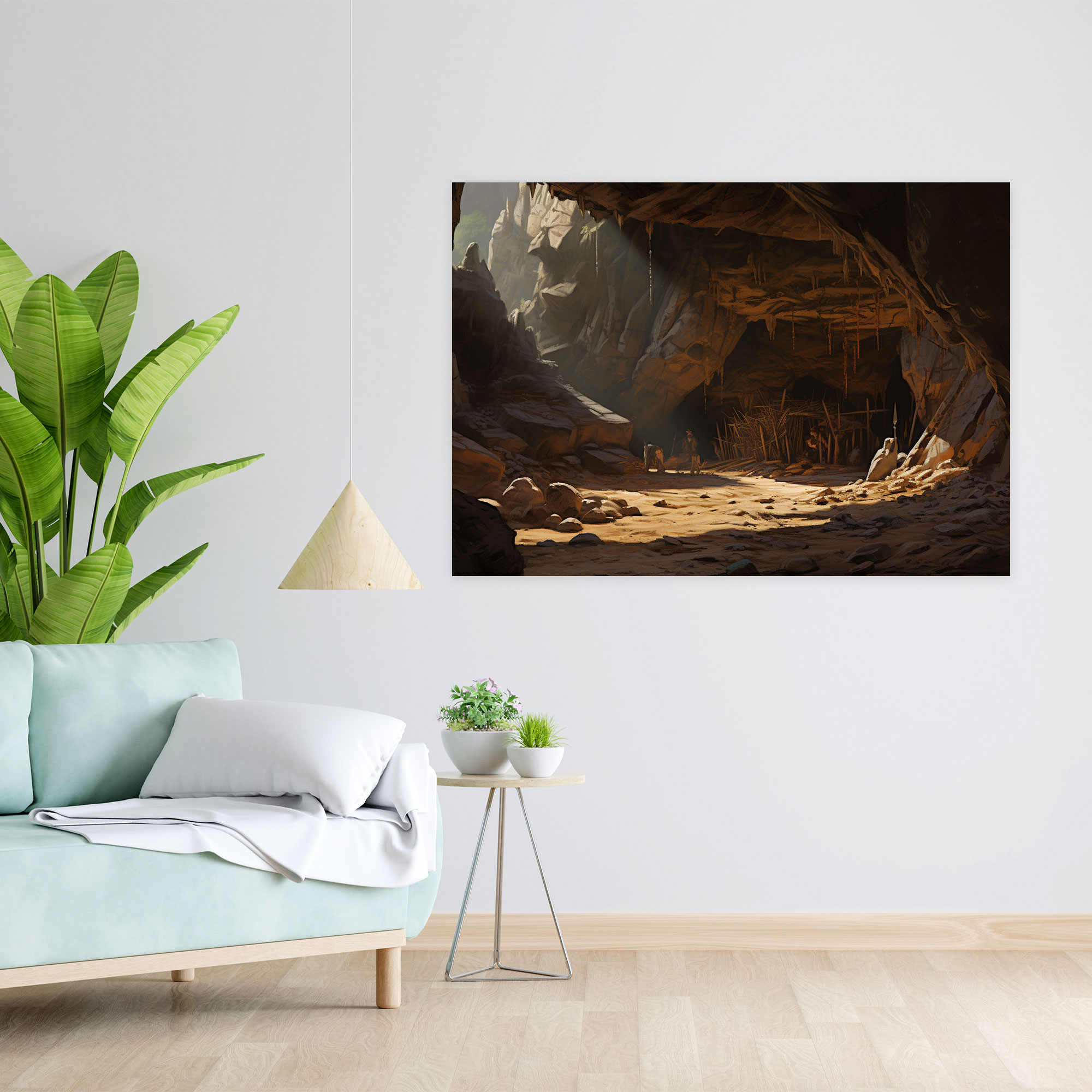 Mesolithic Canvas Print - Cave Exploration - Mesolithic, Mesolithic, Mystery, Ancient Rock Formations