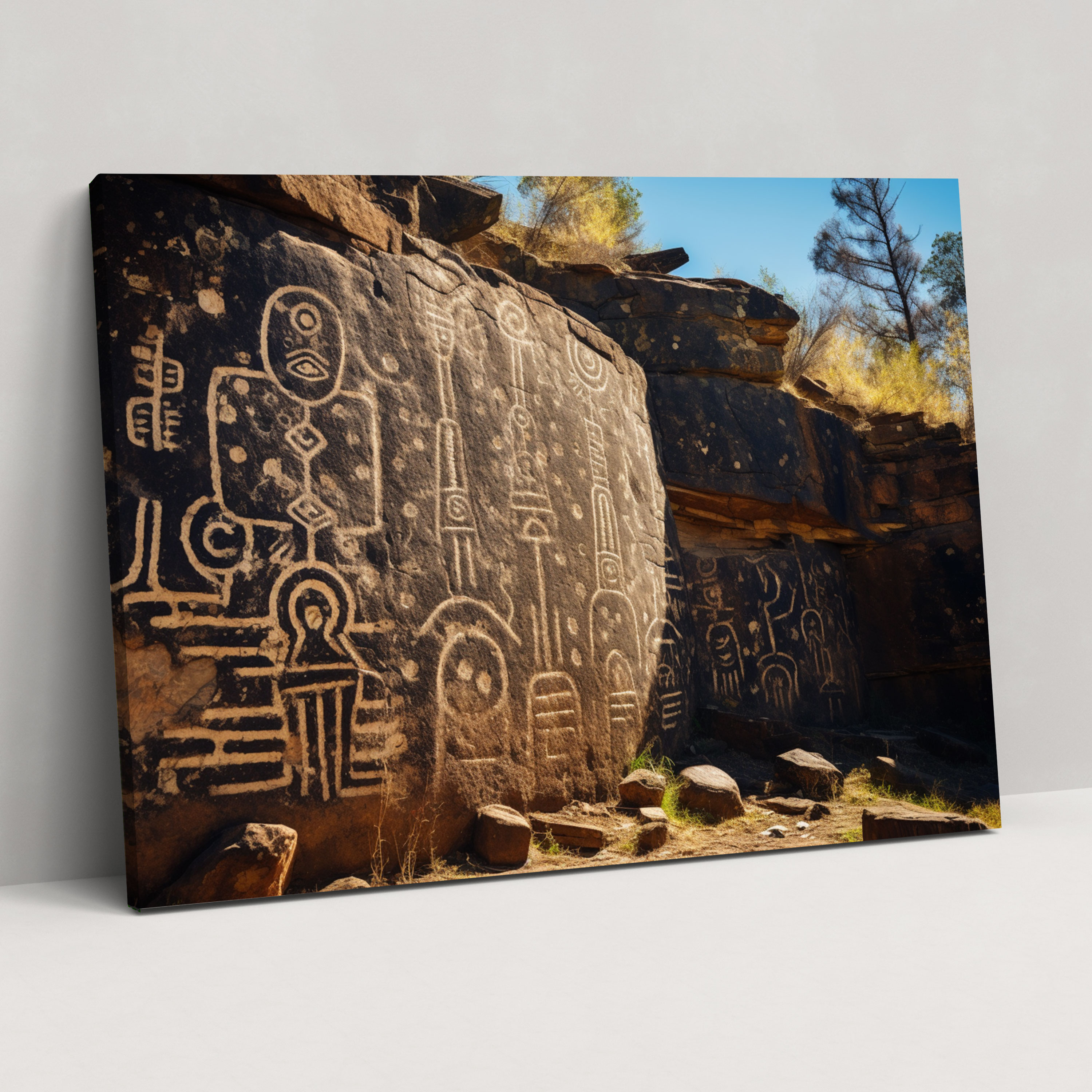 Paleolithic Petroglyph Wall Art - Mesolithic, Rustic Stone Wall, Home Decoration, Dazzling Petroglyphs