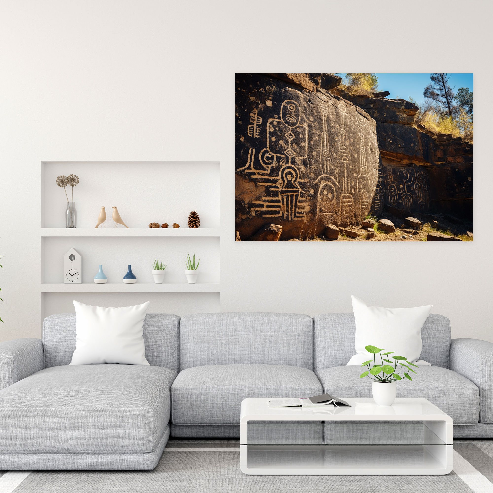 Paleolithic Petroglyph Wall Art - Mesolithic, Rustic Stone Wall, Home Decoration, Dazzling Petroglyphs