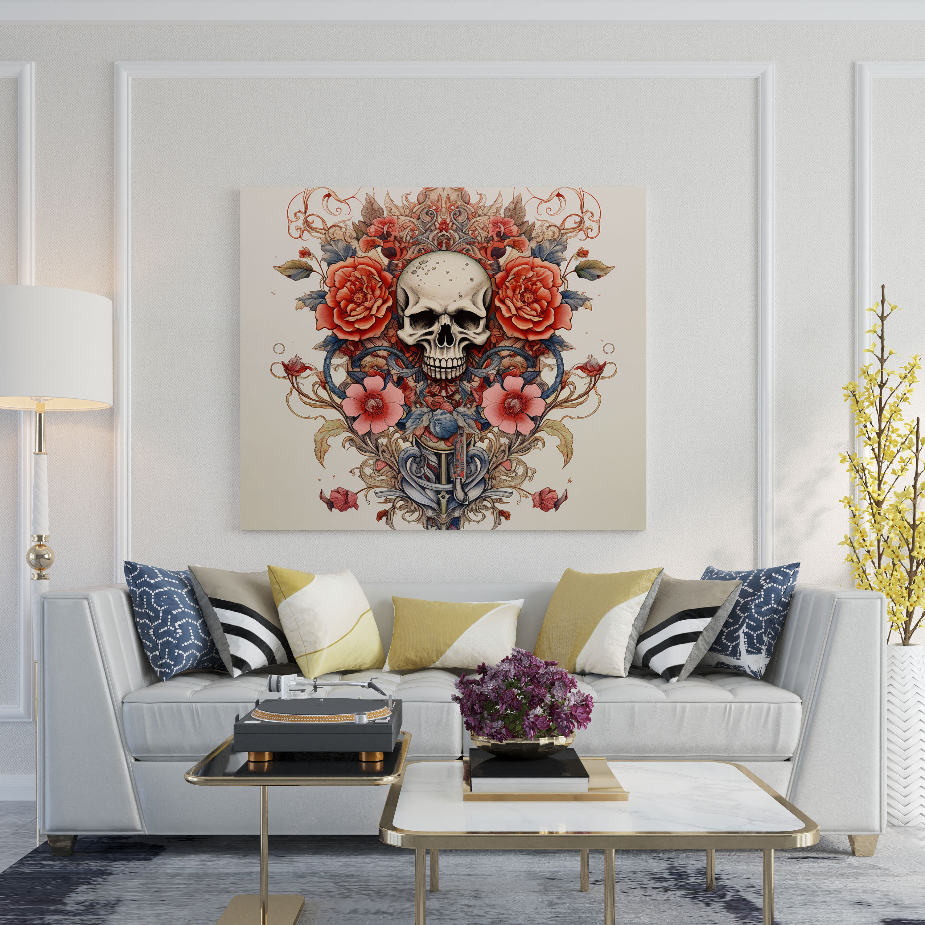 Metallica Canvas Print: Vintage Floral Logo - Metallica, Poster, Vintage-Inspired, Wall Art