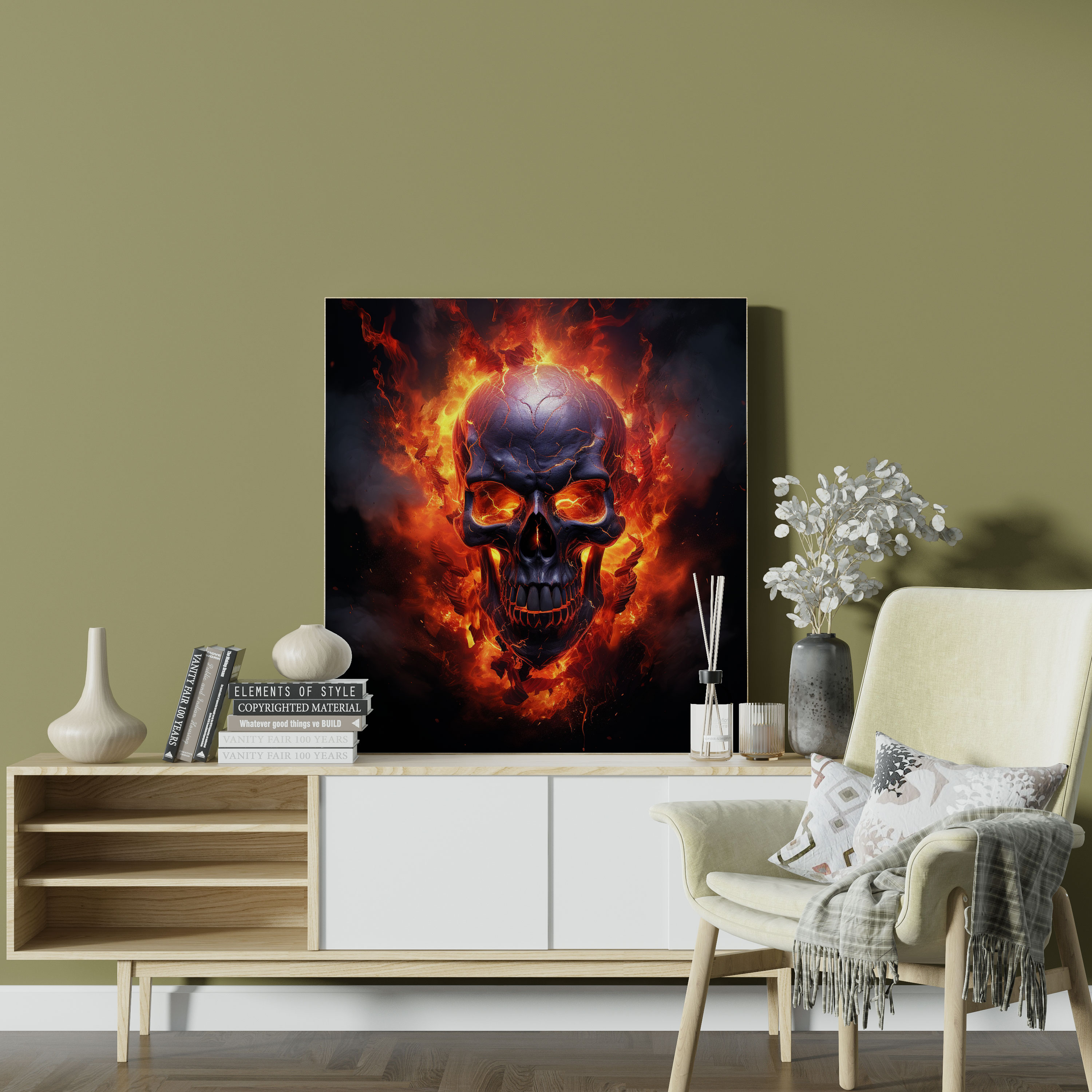 Metallica Fiery Skull Canvas Print - Metallica, Canvas, Metallica, Canvas Wall Art