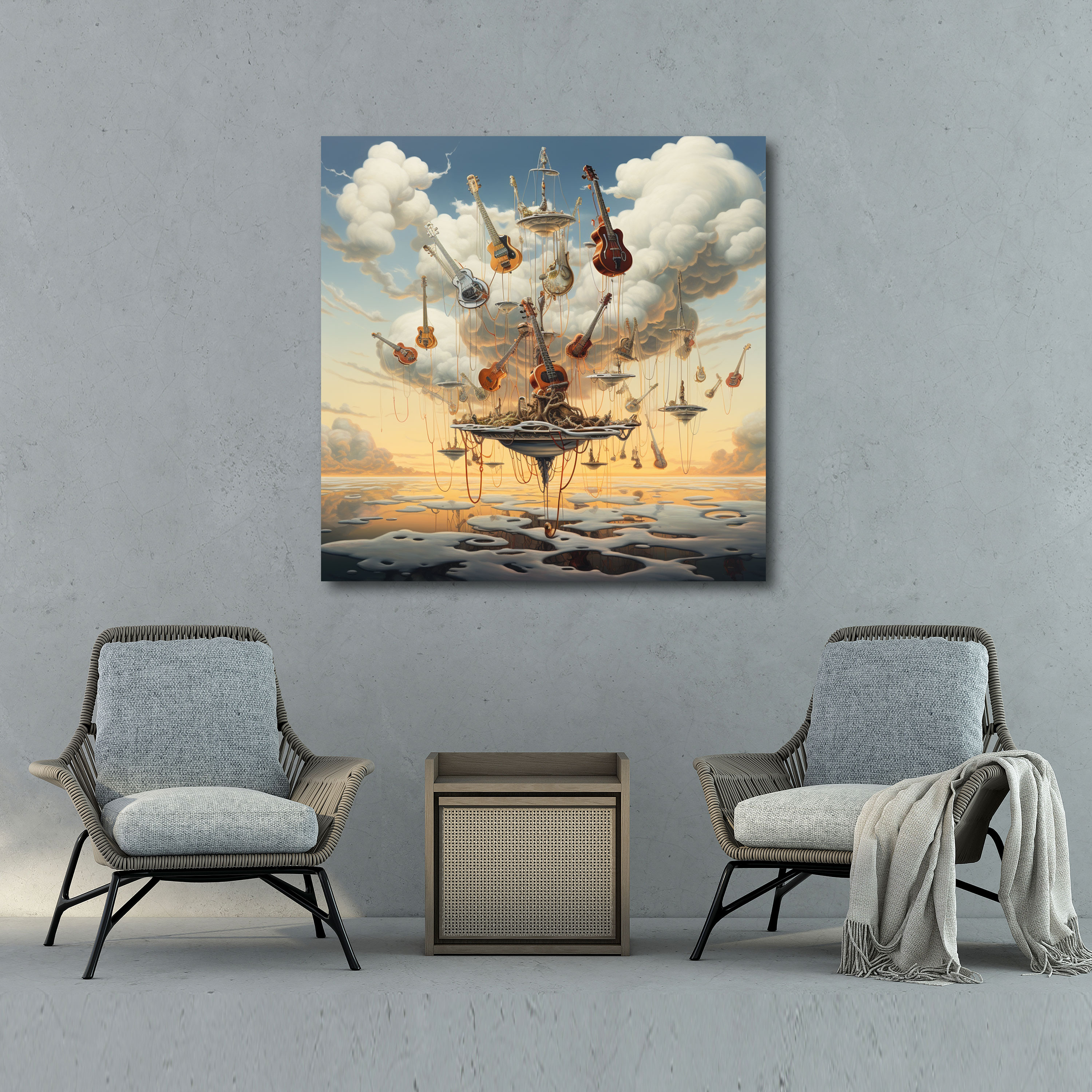 Metallica Canvas Print - Surreal Floating Instruments Wall Art - Metallica, Imagination, Wall Decoration, Metallica