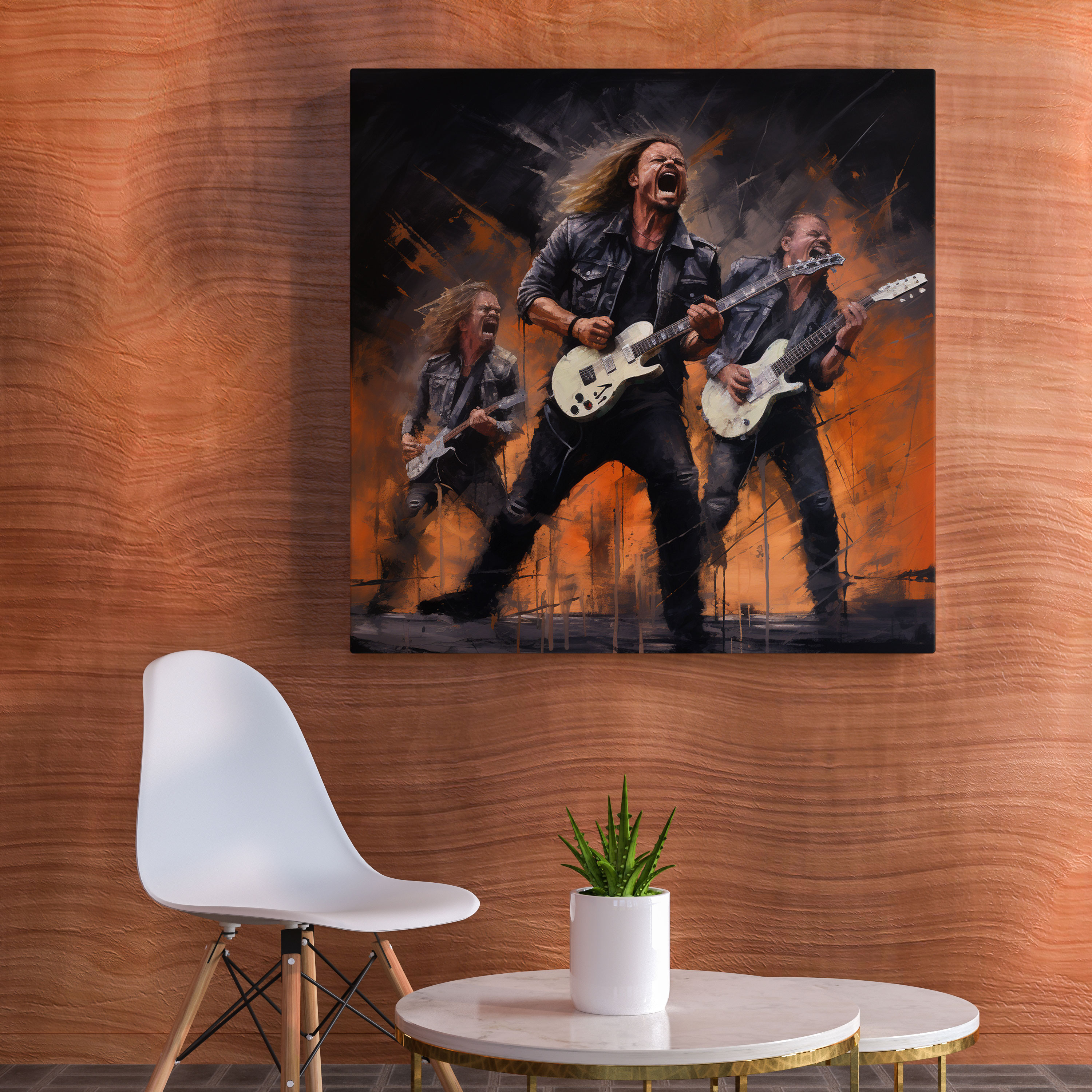 Metallica Duvar Sanatı - Hırpalanmış Grunge Tarzı Kanvas Tablo - Metallica Duruş Kanvas Duvar Sanatı