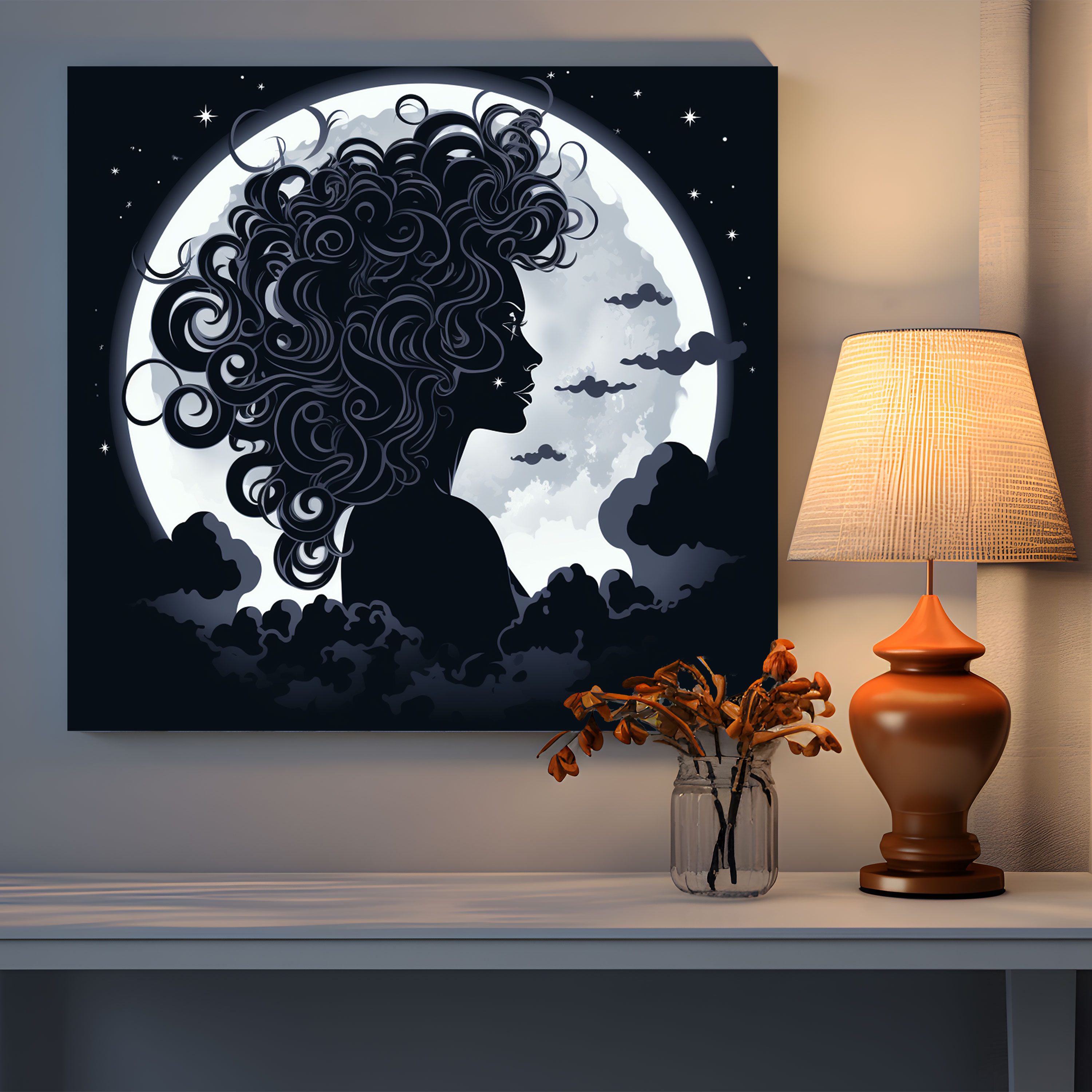 Medusa Silhouette Wall Art - Medusa, Minimalistic, Elegance, Mystery