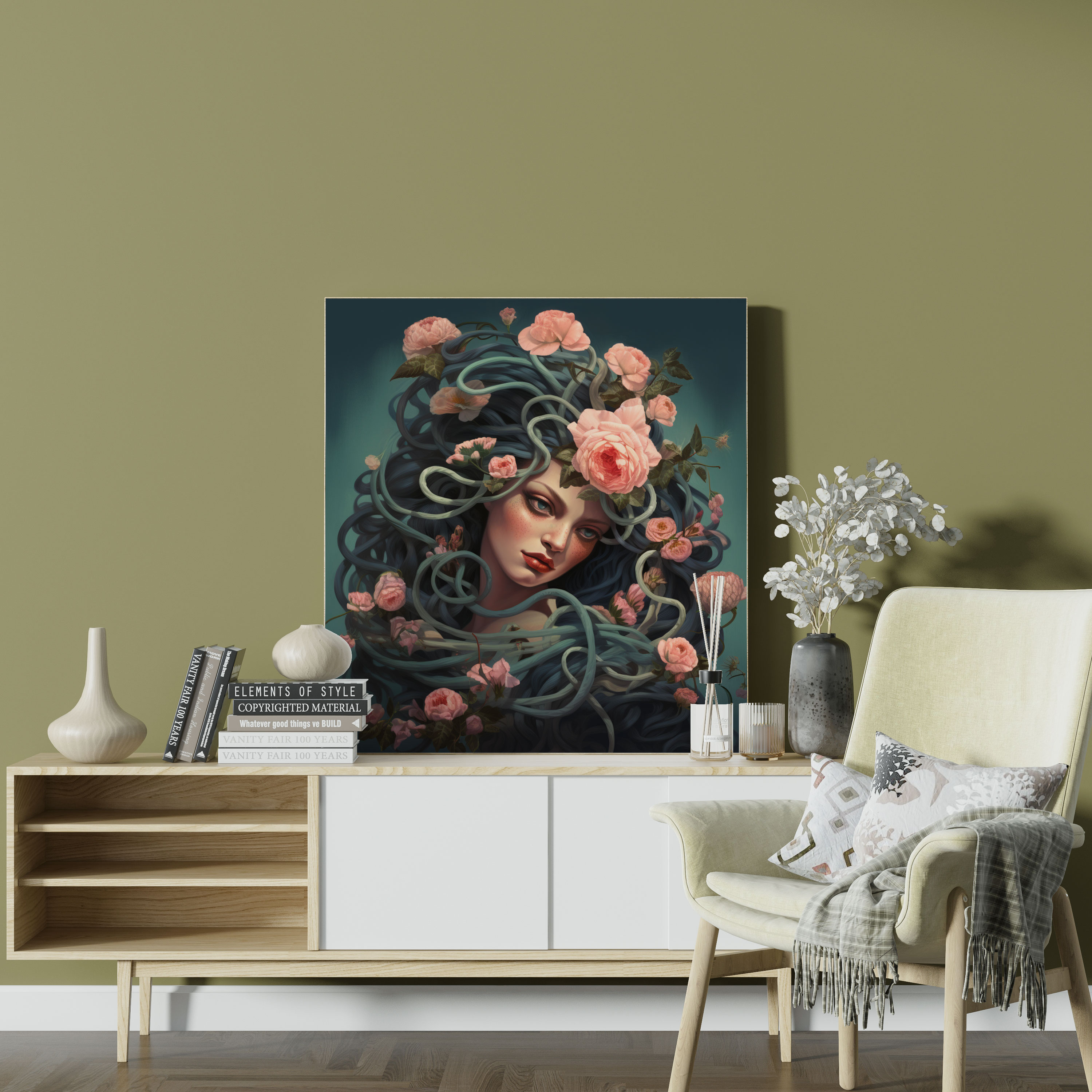 Medusa Floral Wall Art - Medusa, Wall Decoration, Medusa, Bouquet Of Flowers