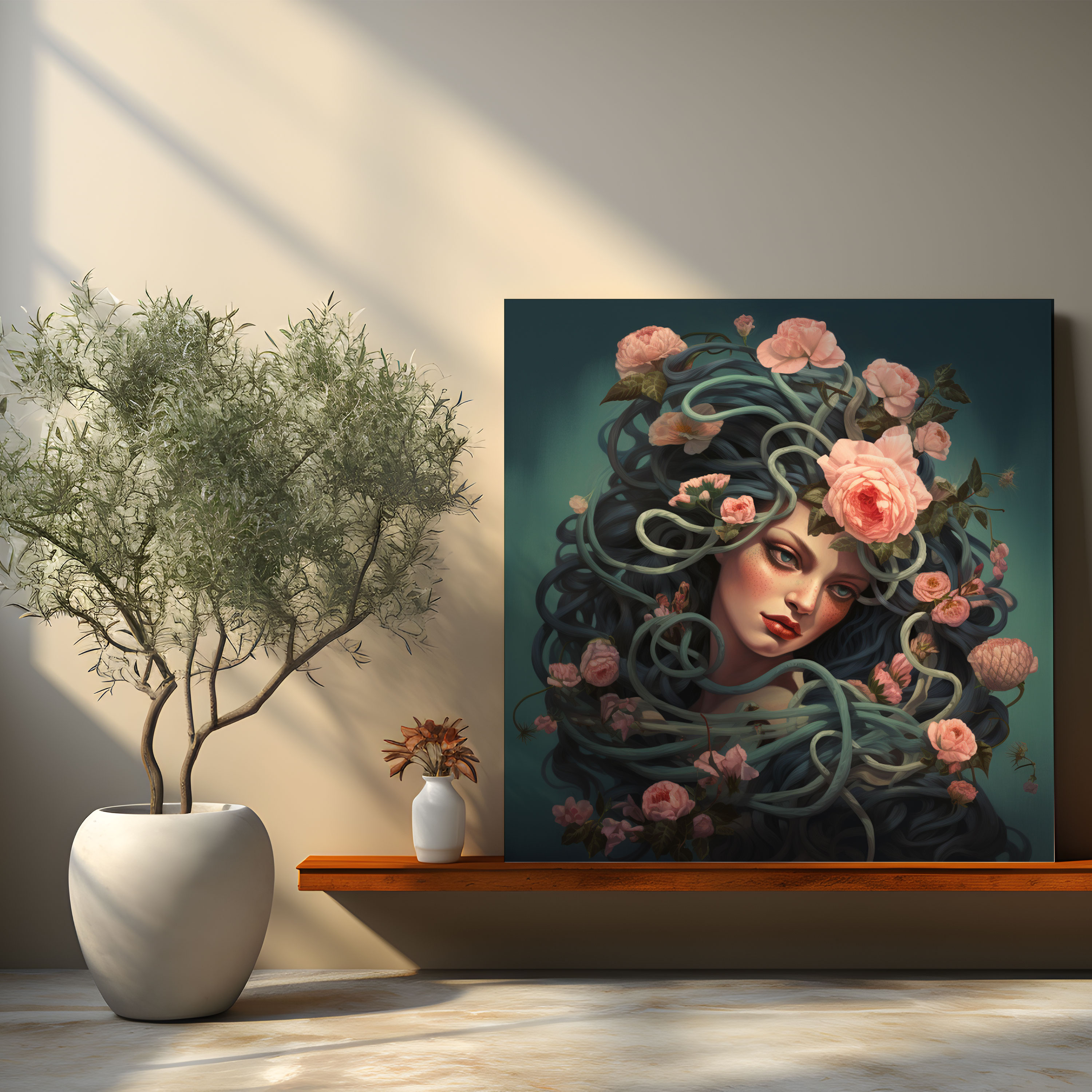 Medusa Floral Wall Art - Medusa, Wall Decoration, Medusa, Bouquet Of Flowers