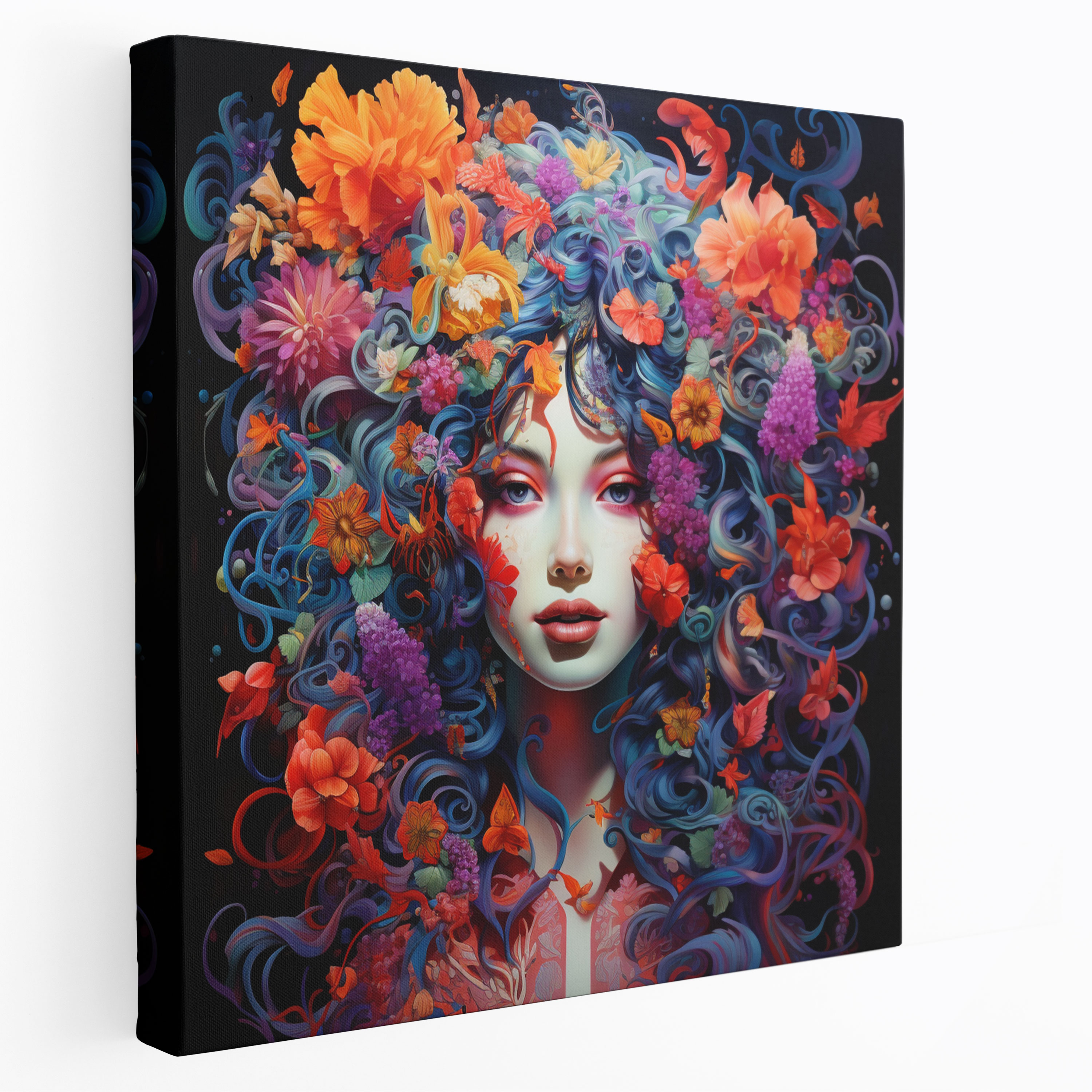 Medusa Çiçekli Karma Duvar Sanatı - Duvar Dekorasyonu Çiçek Desenleri Duvar Sanatı