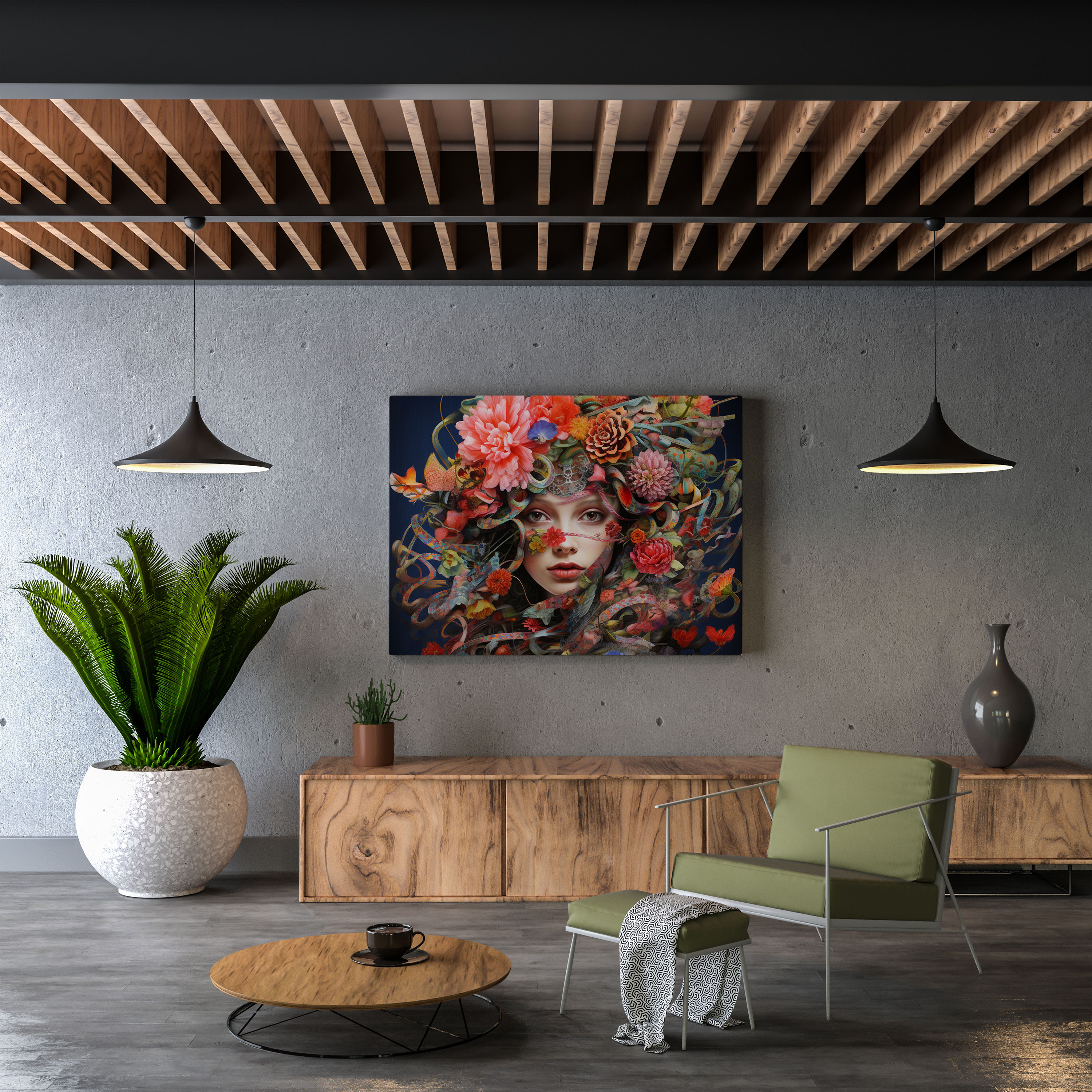 Medusa Floral Canvas Print - Medusa, Beauty, Allure, Striking Features