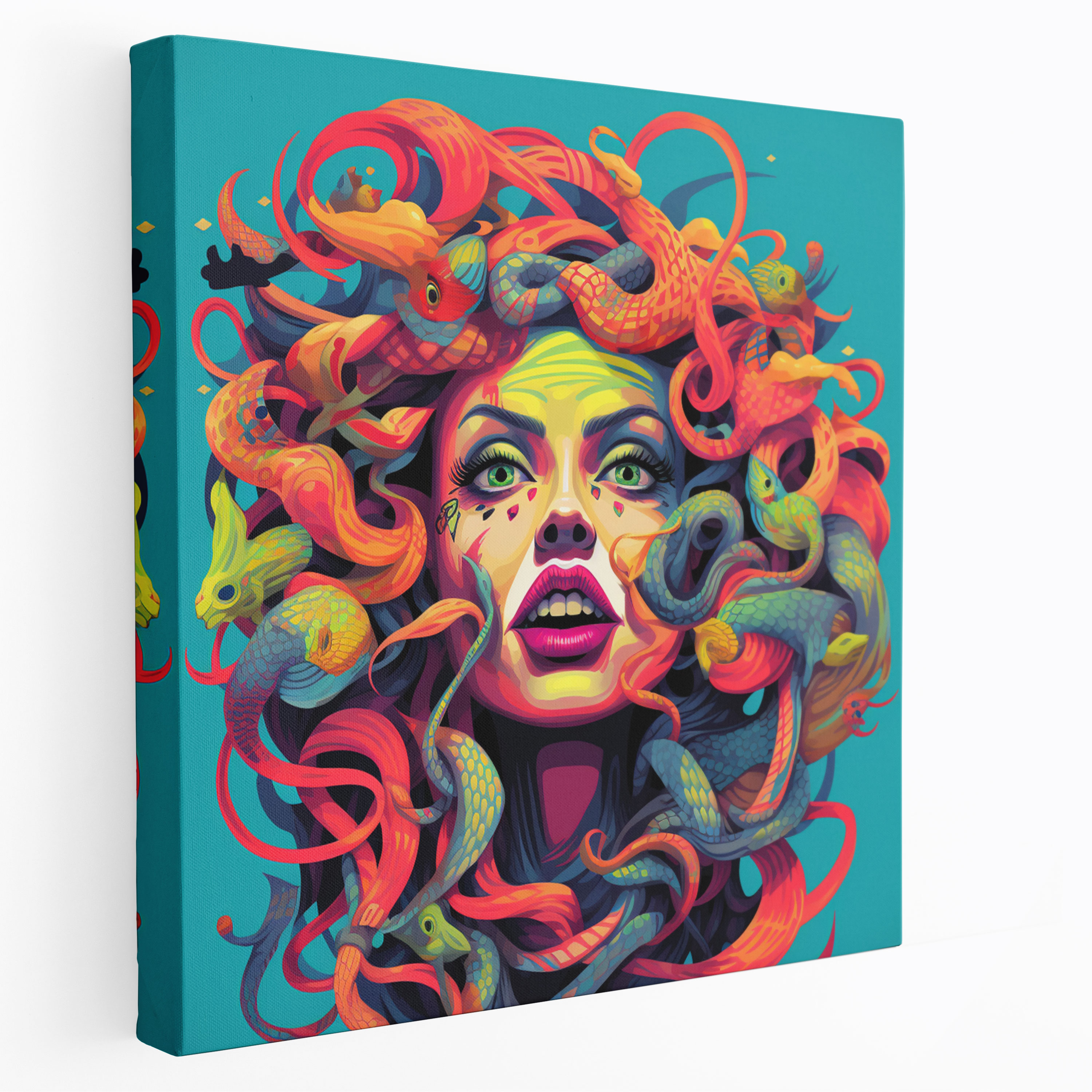 Medusa Pop Art Kanvas Tablo - Komik Kitap Tarzı Ev Dekorasyonu Kanvas Tablo