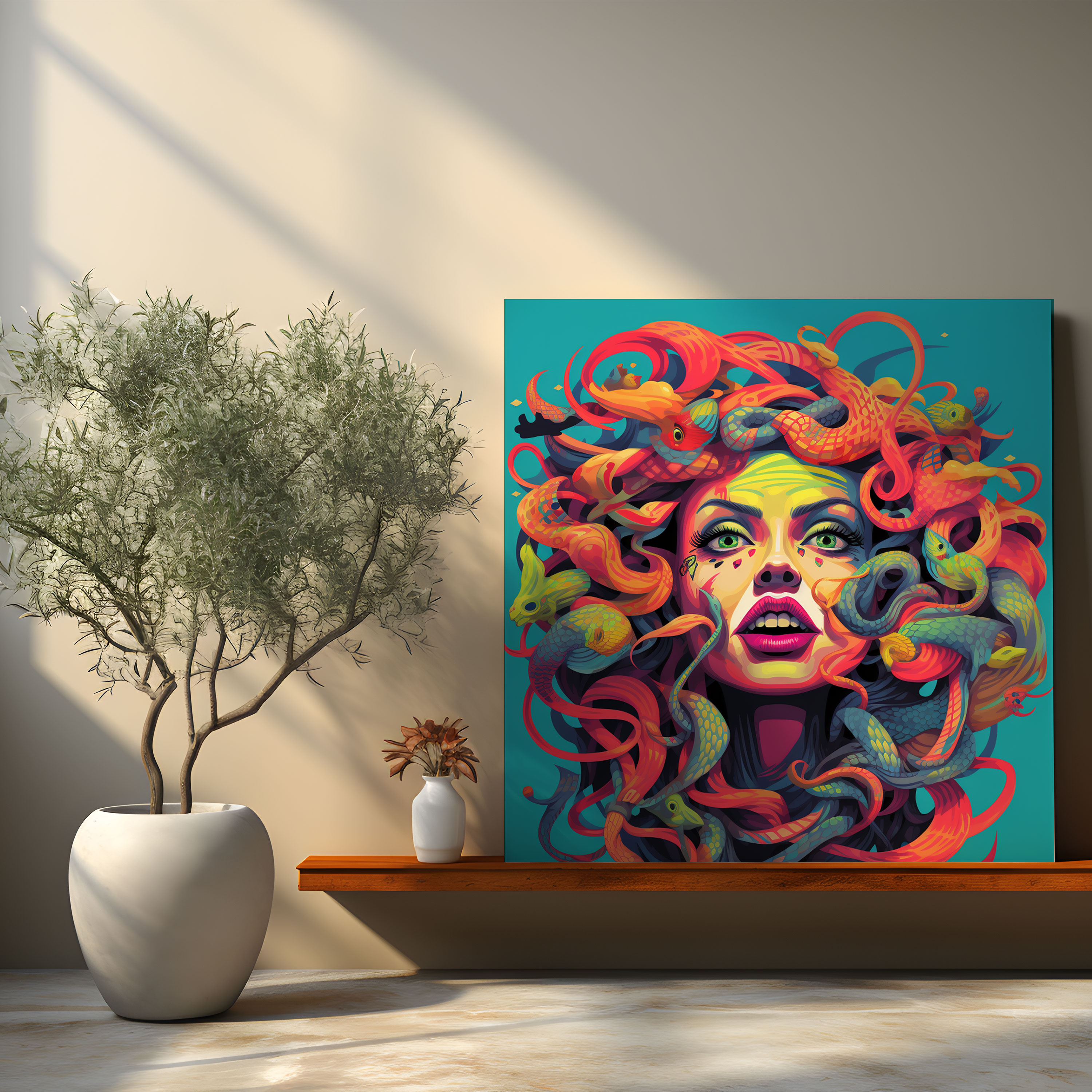 Medusa Pop Art Kanvas Tablo - Komik Kitap Tarzı Ev Dekorasyonu Kanvas Tablo
