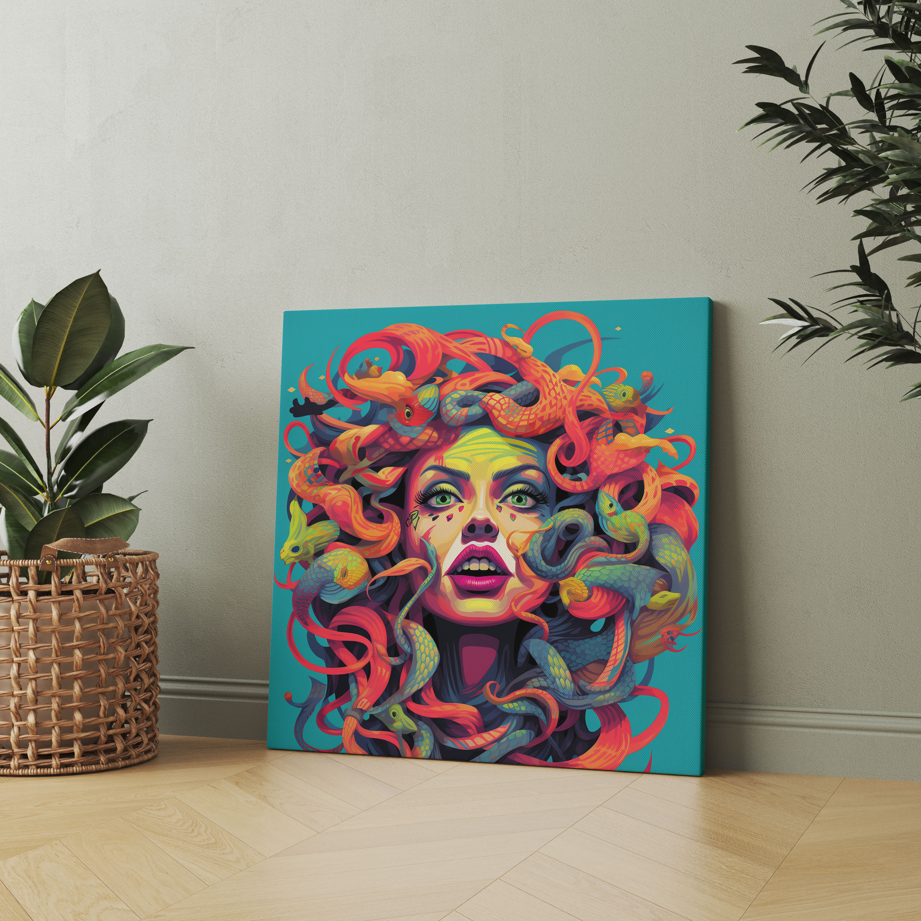Medusa Pop Art Kanvas Tablo - Komik Kitap Tarzı Ev Dekorasyonu Kanvas Tablo