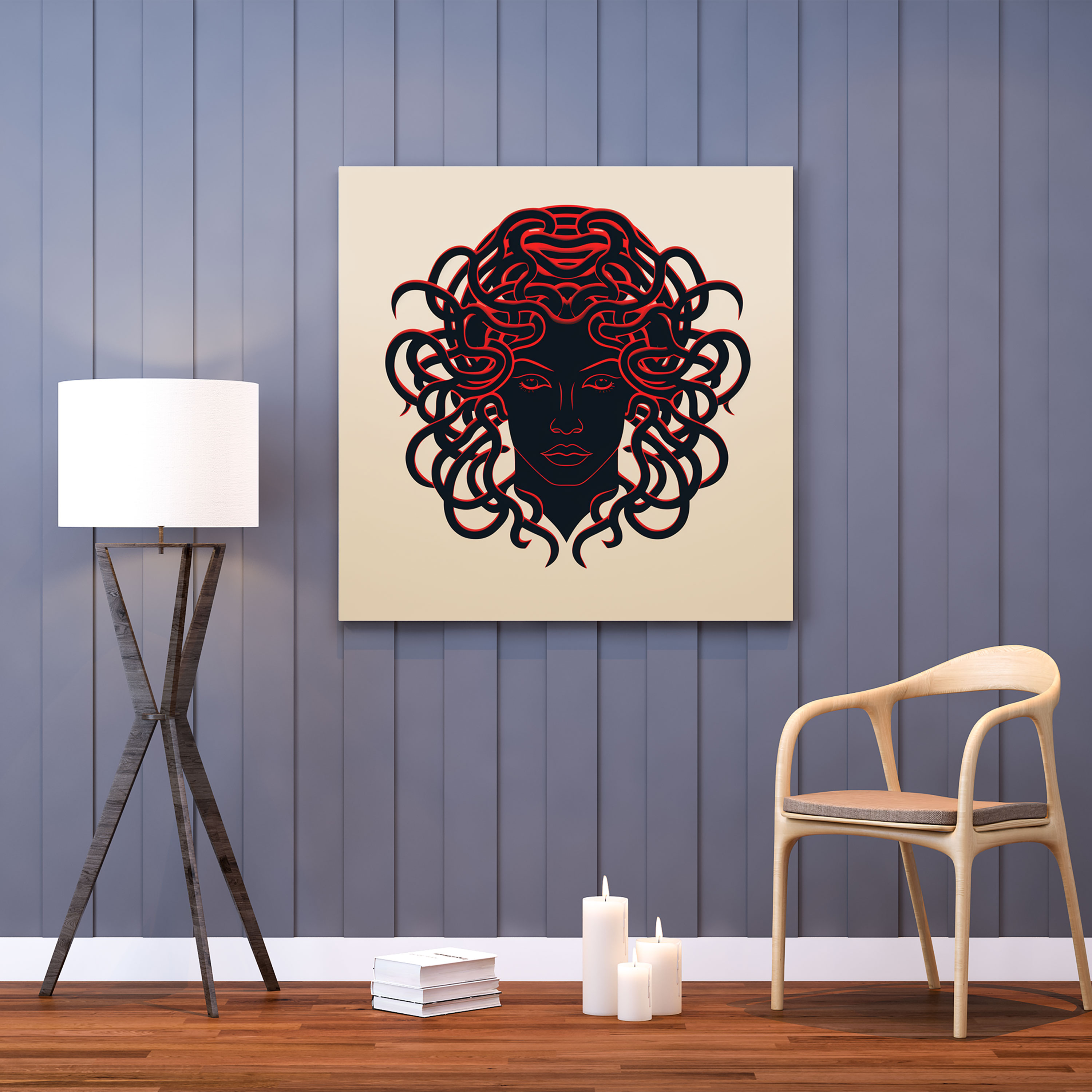 Medusa Geometric Wall Art - Medusa, Home Decoration, Canvas Print, Mystery