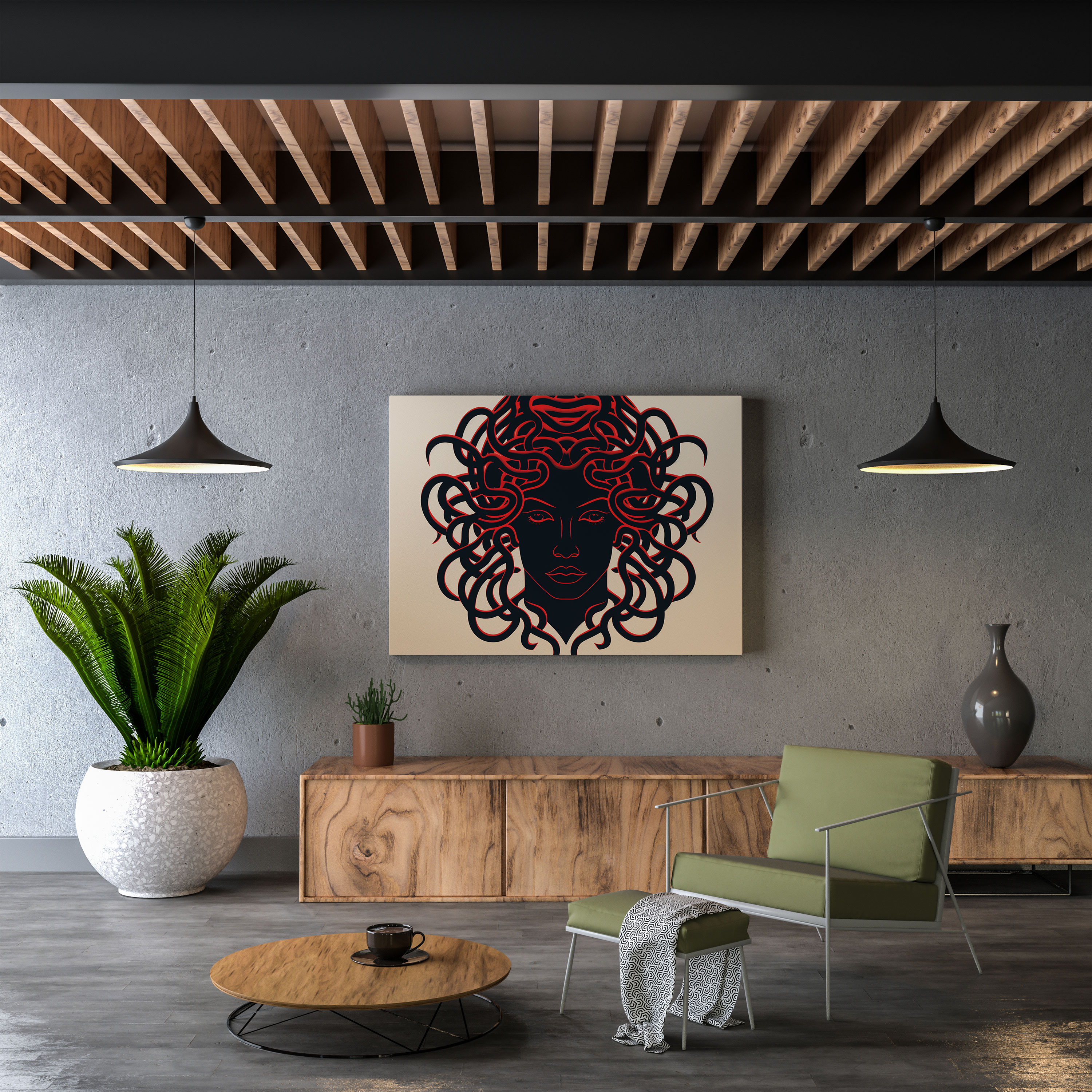 Medusa Geometric Wall Art - Medusa, Home Decoration, Canvas Print, Mystery