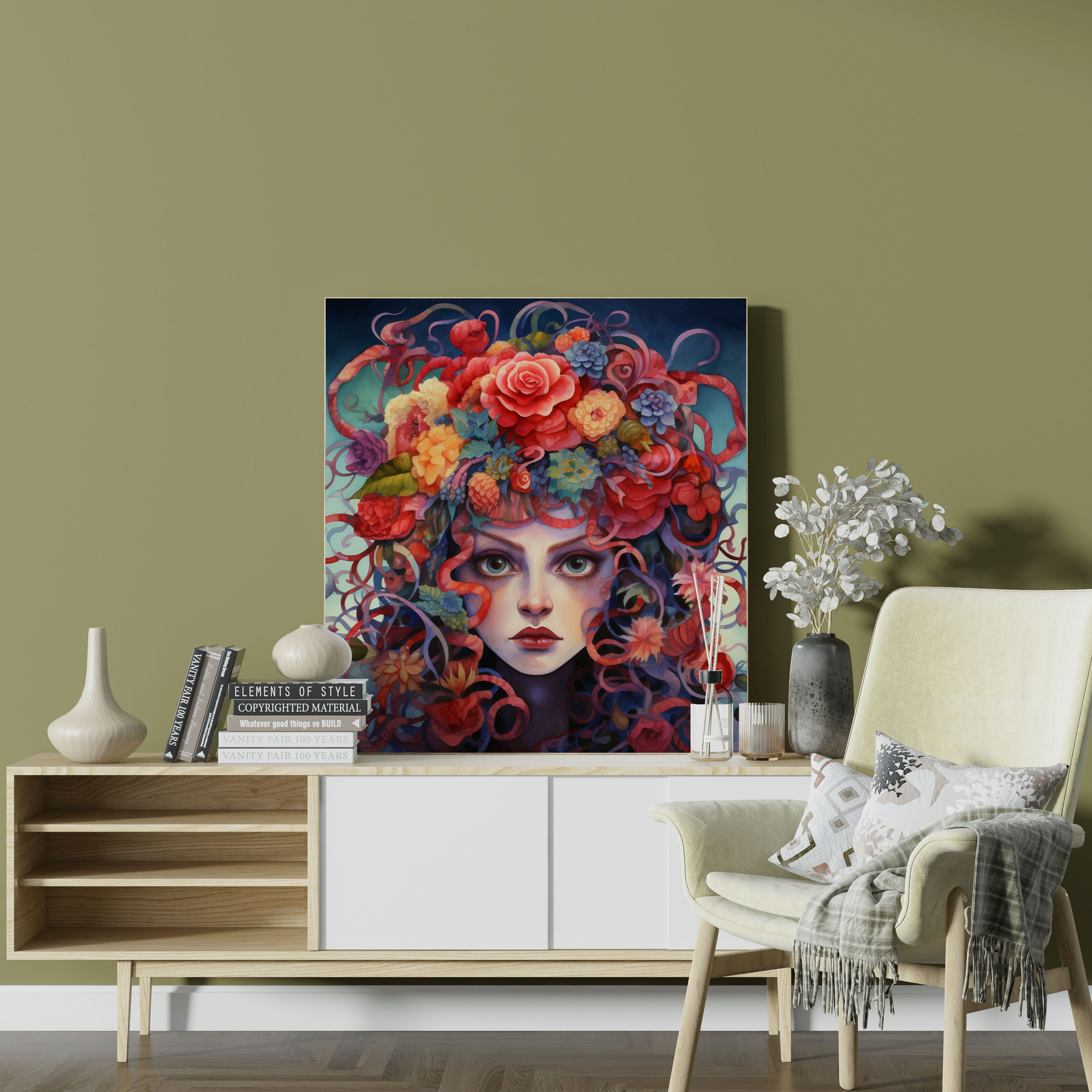 Medusa Canvas Print - Medusa, Wall Art, Medusa, Watercolor Art