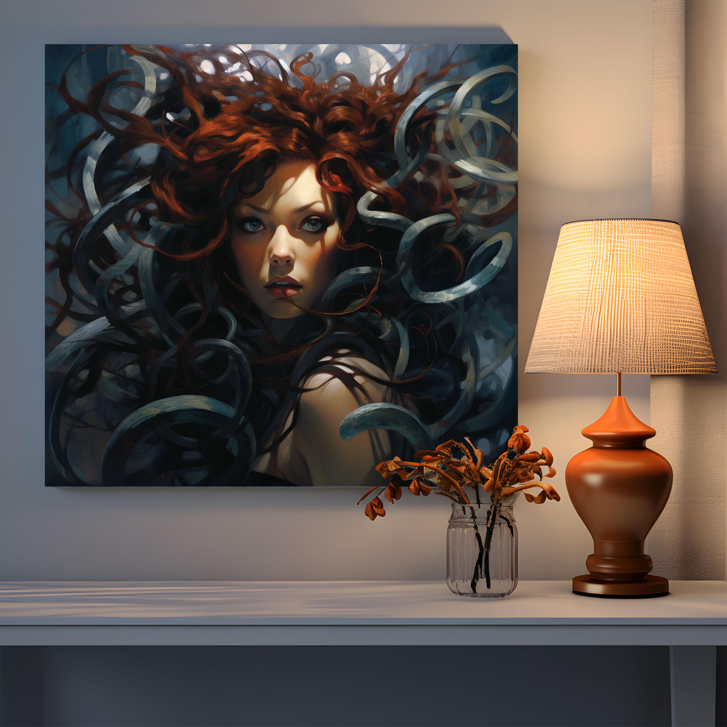 Medusa Realistic Canvas Print - Medusa, Wall Art, Oil Painting, Home Decoration