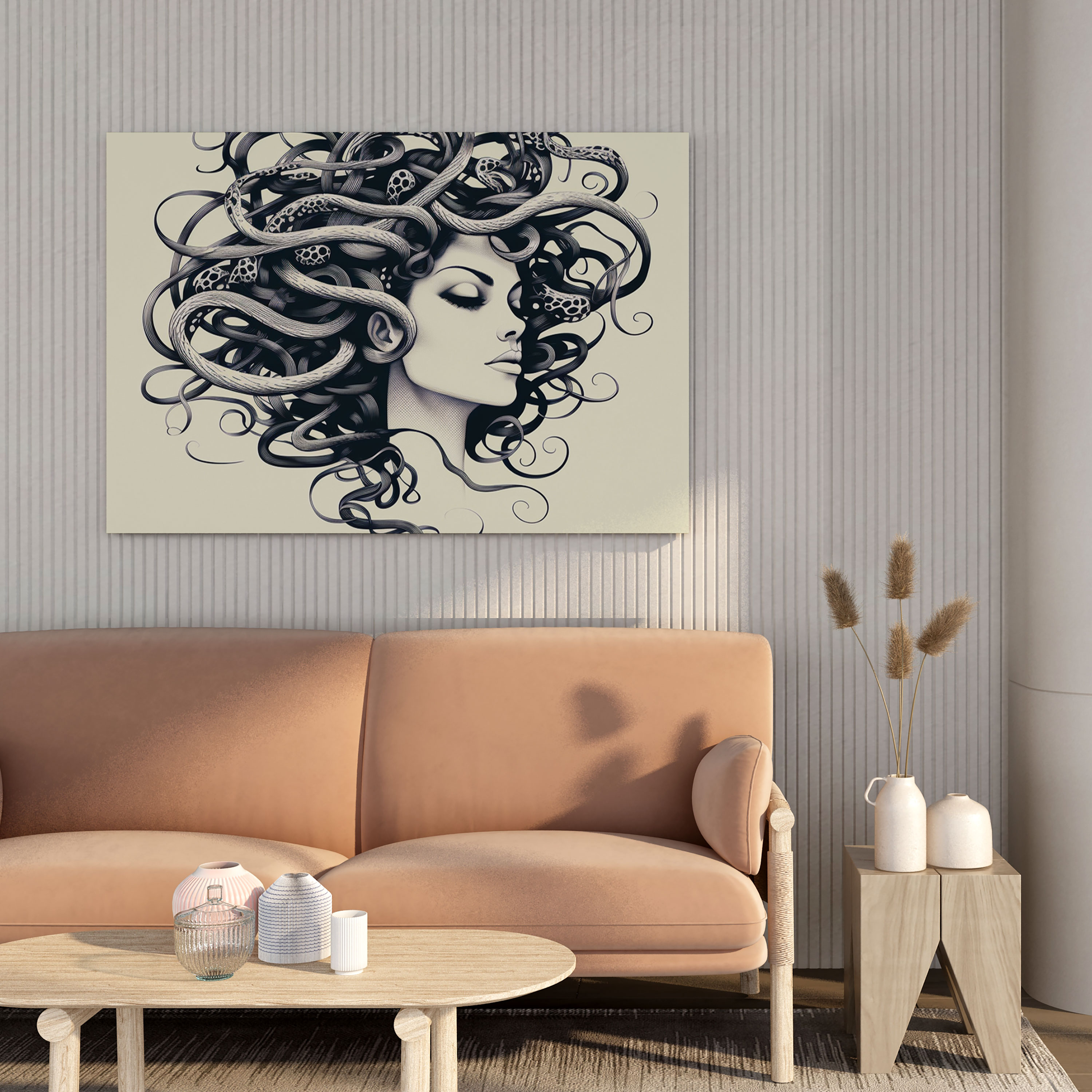 Medusa Minimalistic Wall Decoration - Medusa, Wall Decoration, Simplicity And Beauty, Canvas Wall Art
