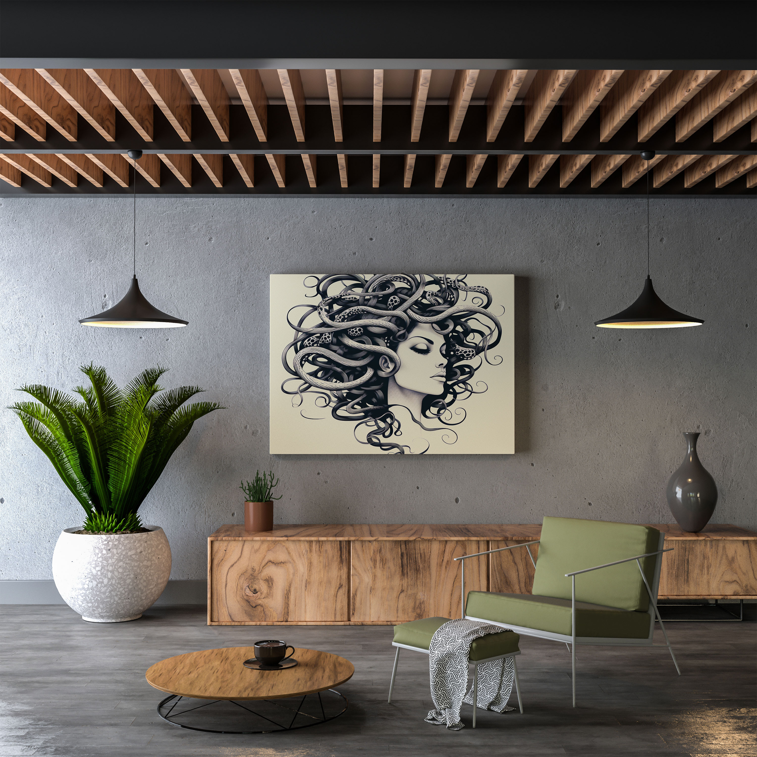 Medusa Minimalistic Wall Decoration - Medusa, Wall Decoration, Simplicity And Beauty, Canvas Wall Art
