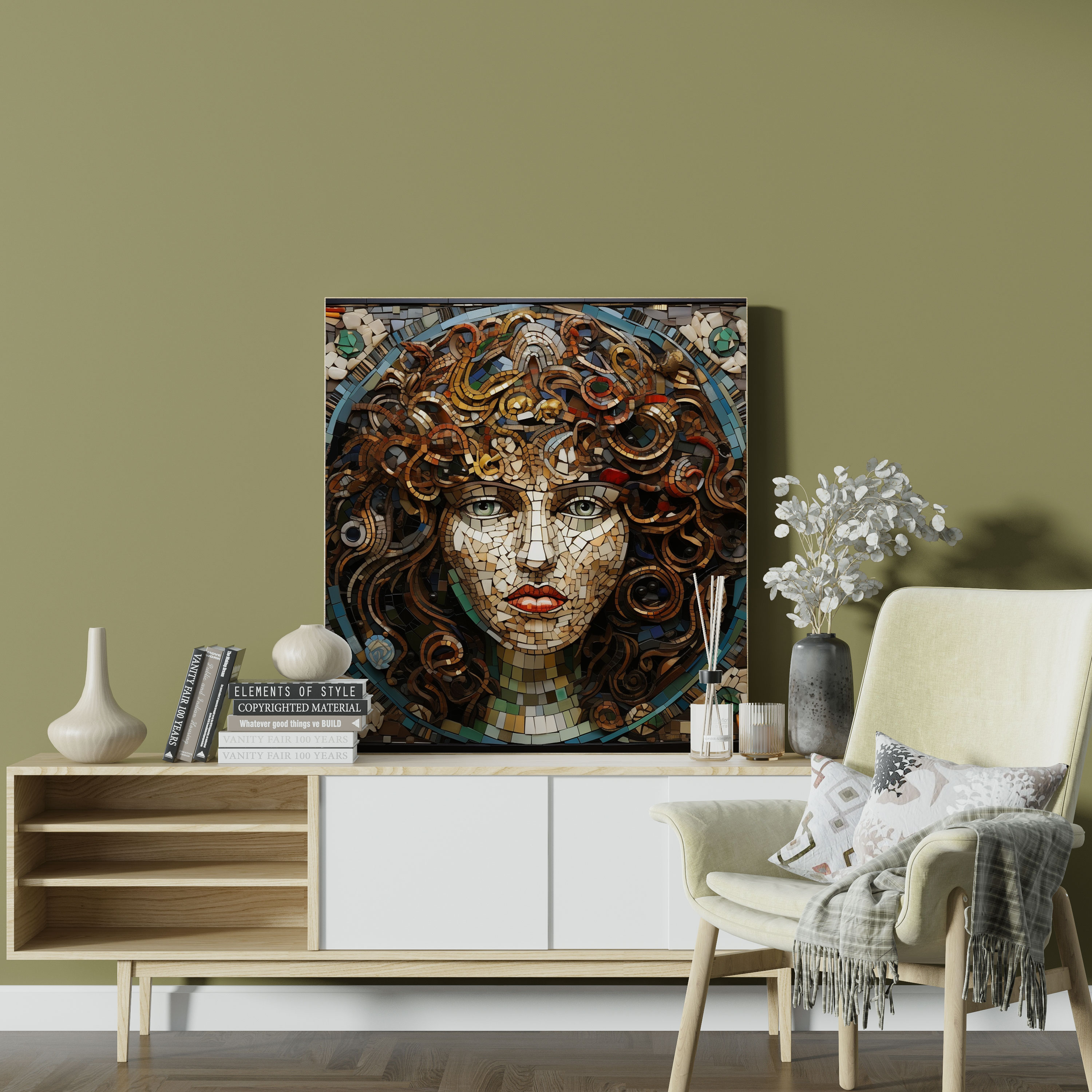 Medusa Mozaik Duvar Sanatı - Kanvas Tablo Duvar Sanatı