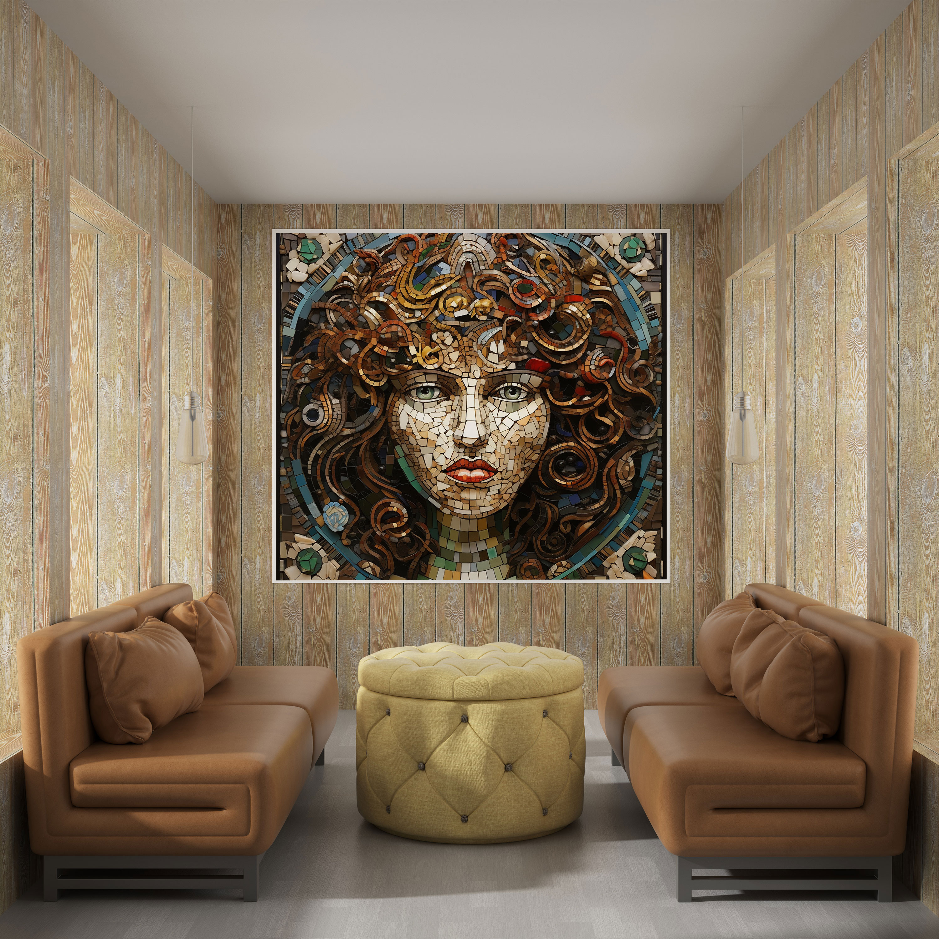 Medusa Mozaik Duvar Sanatı - Kanvas Tablo Duvar Sanatı
