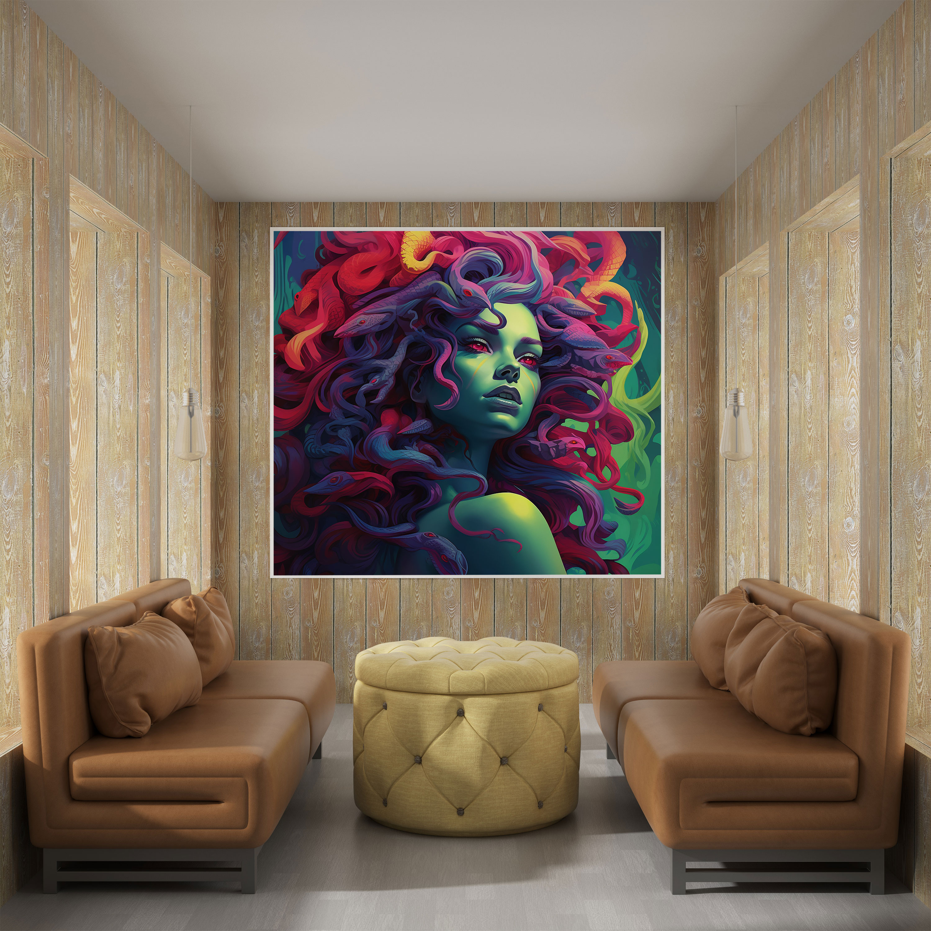 Medusa Contemporary Canvas Print - Medusa, Canvas Wall Art, Vibrant Color Palette, Canvas