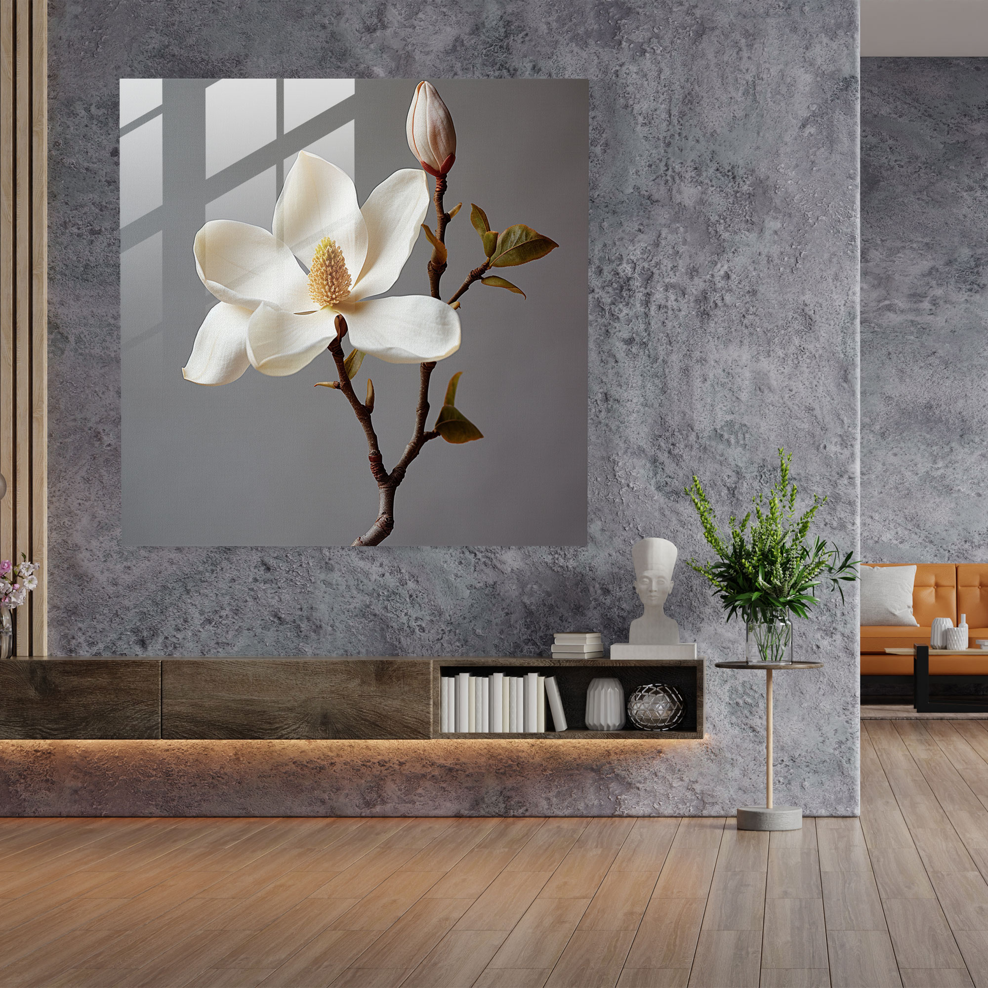 Magnolia Glass Print - Delicate Beauty - Magnolia, Realistic Photography, Home Decoration, Glass Art