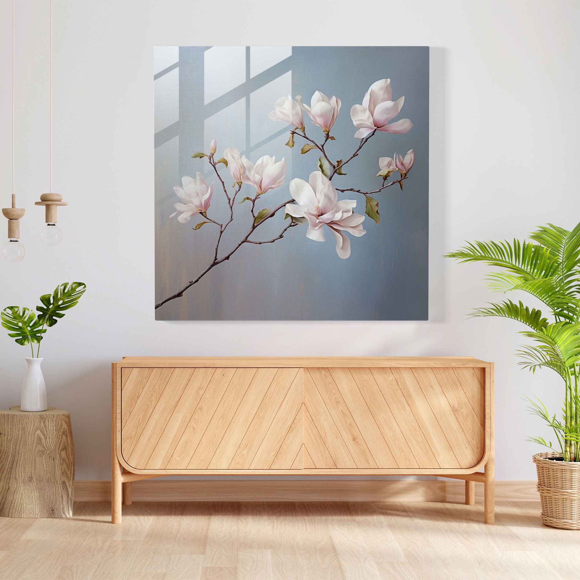 Magnolia Glass Print - Tranquil Branch - Magnolia, Magnolia Branch, Glass Art, Soft Pastel Hues
