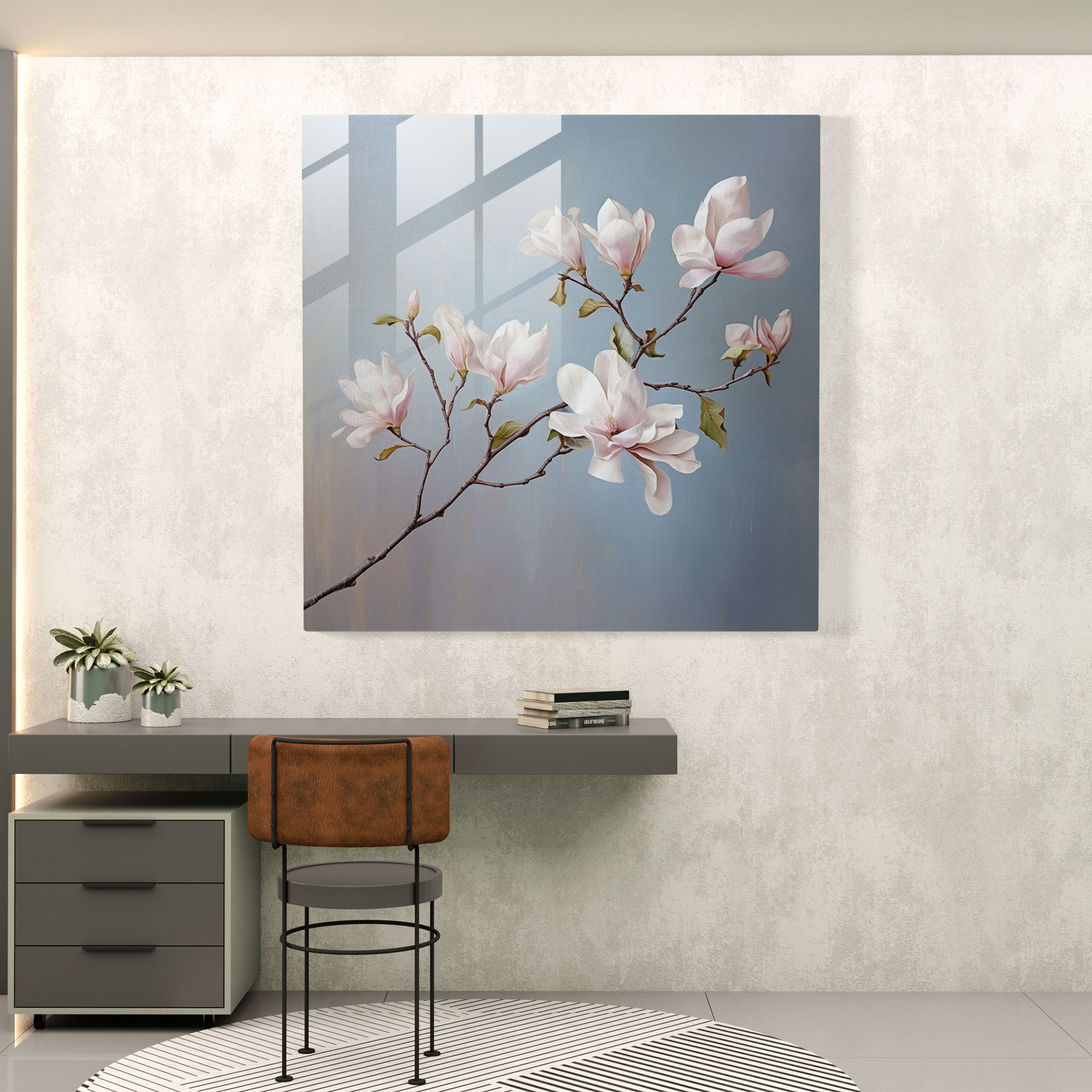 Magnolia Glass Print - Tranquil Branch - Magnolia, Magnolia Branch, Glass Art, Soft Pastel Hues