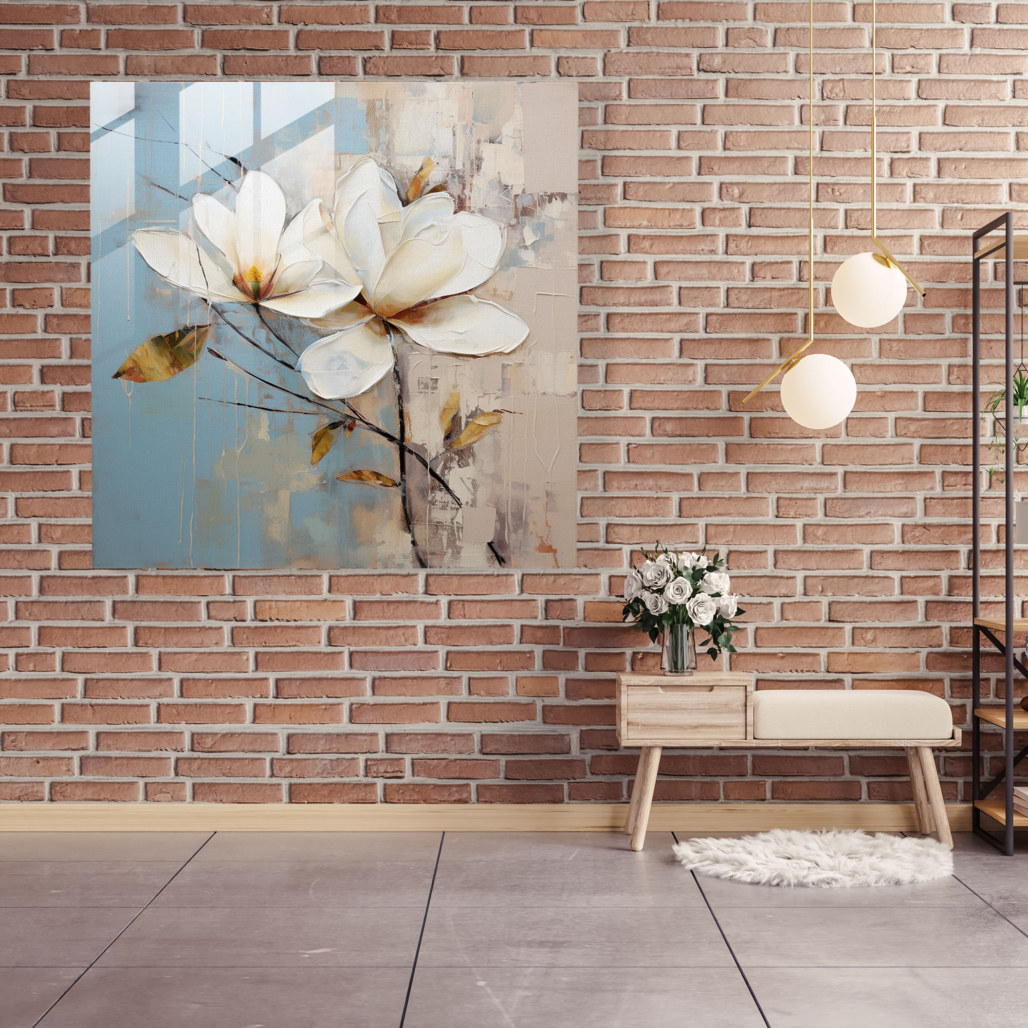 Magnolia Glass Print - Imaginary Reality - Magnolia, Abstract Brushstrokes, Glass Wall Art, Glass Art
