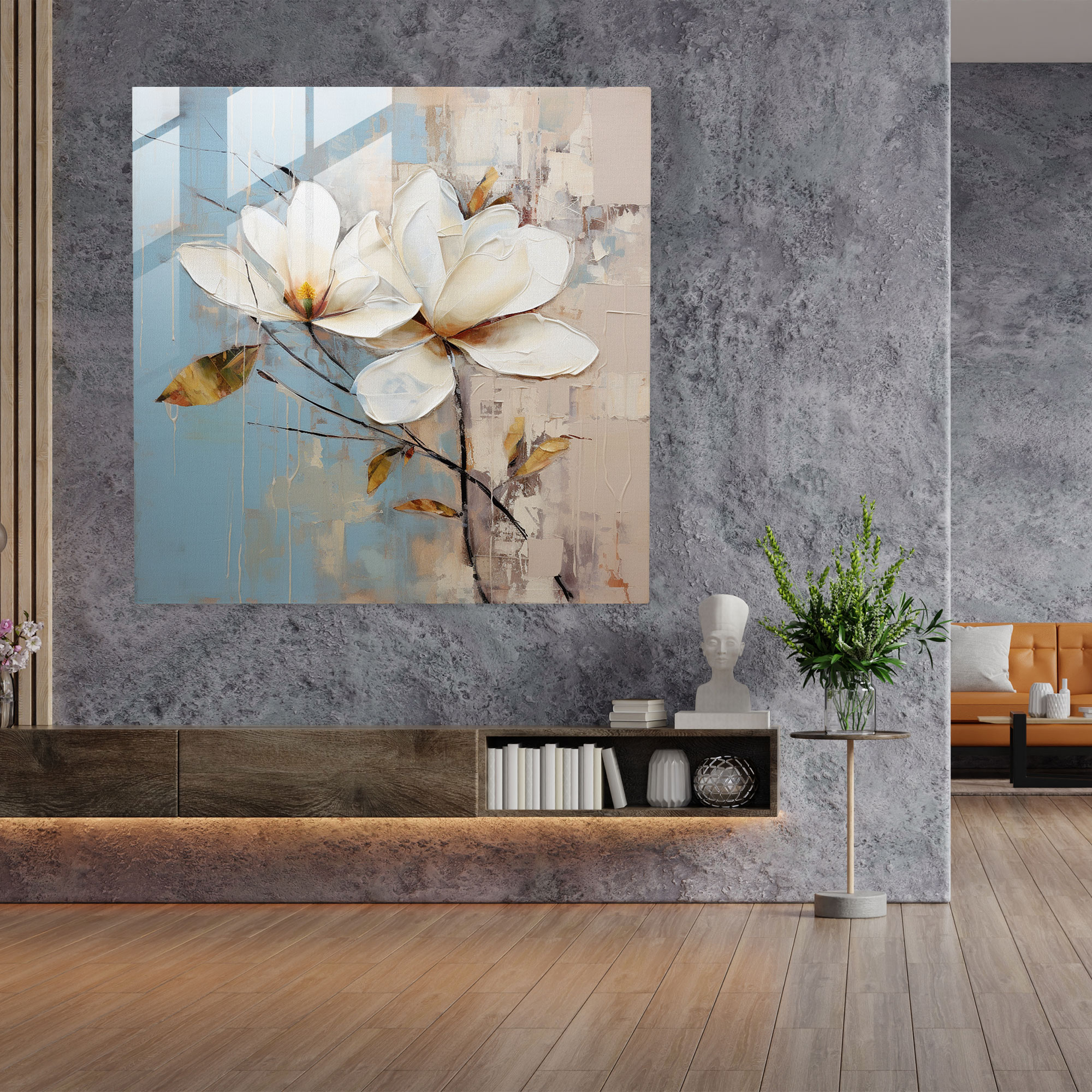 Magnolia Glass Print - Imaginary Reality - Magnolia, Abstract Brushstrokes, Glass Wall Art, Glass Art