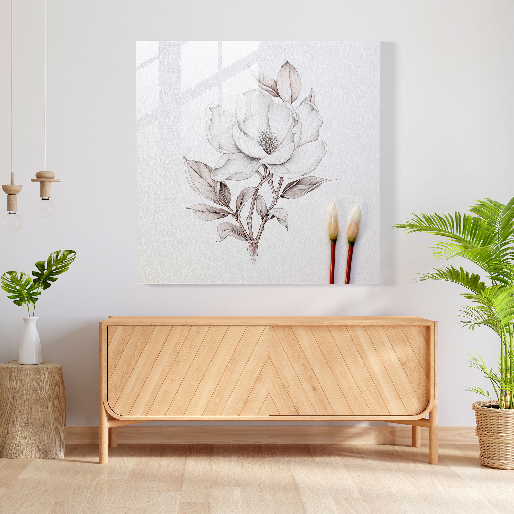 Magnolia Glass Print - Detailed Botanical - Magnolia, Glass Art, Glass Wall Art, Wall Decoration