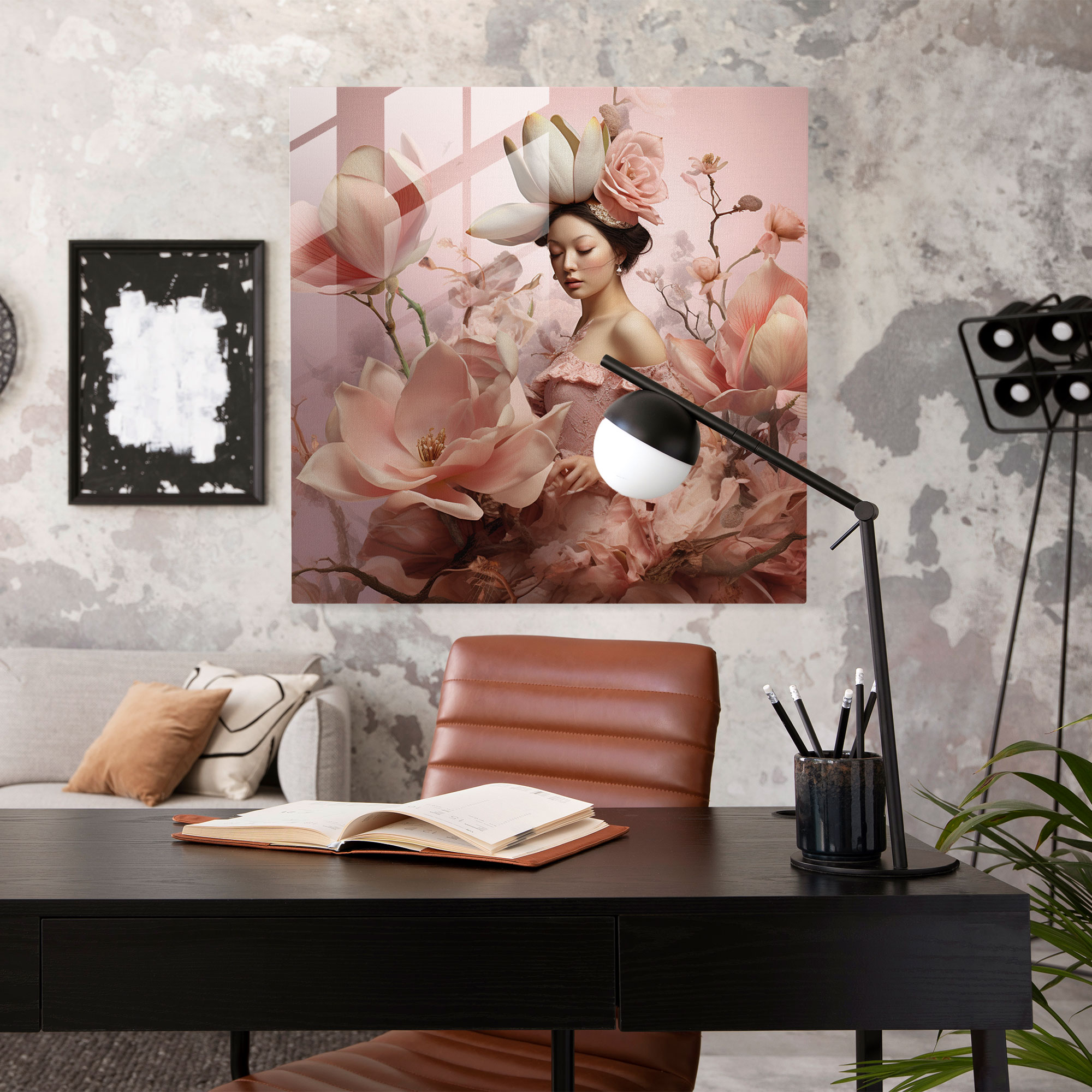 Magnolia Glass Print - Enchanting Fusion - Magnolia, Glass Wall Art, Home Decoration, Enchanting Charm