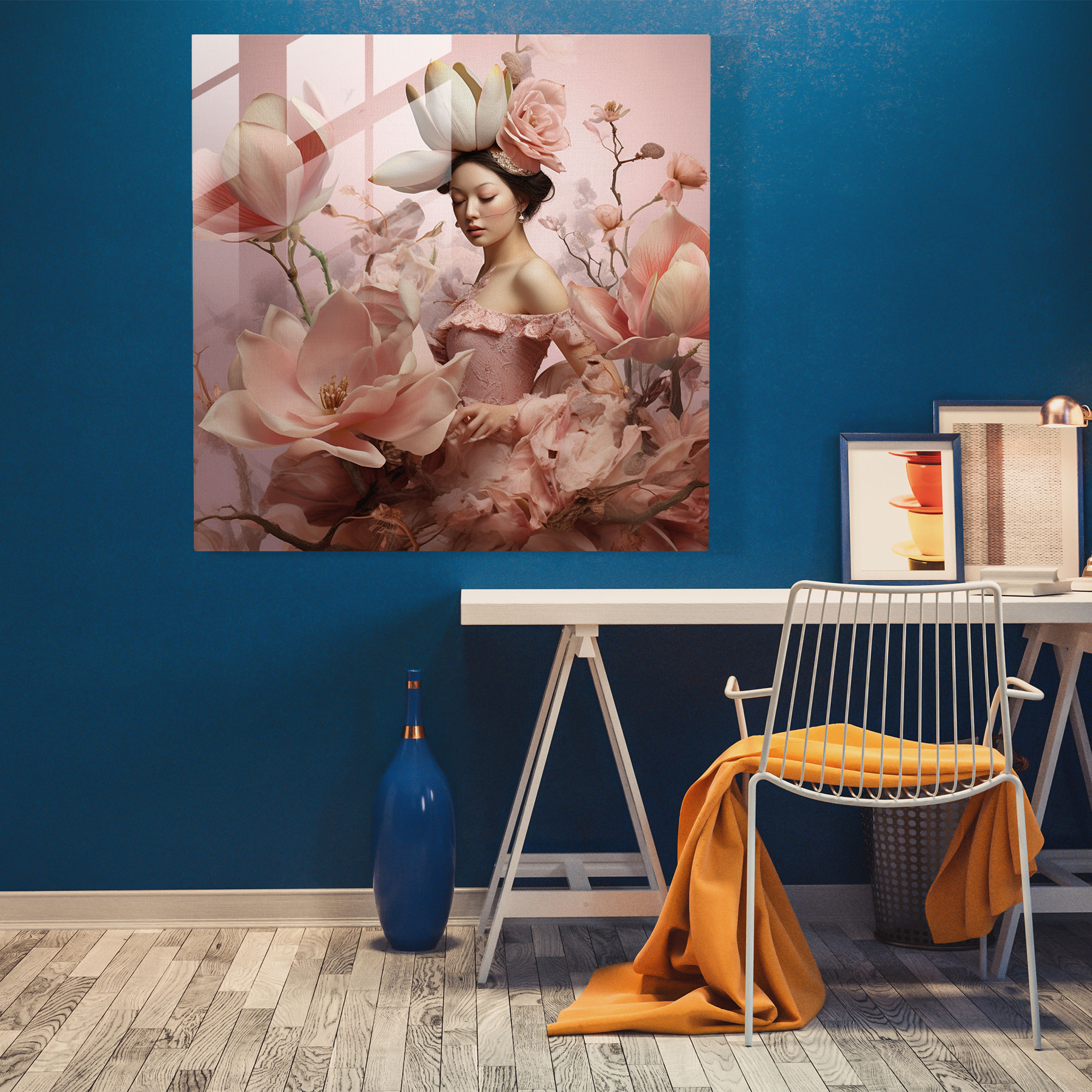 Magnolia Glass Print - Enchanting Fusion - Magnolia, Glass Wall Art, Home Decoration, Enchanting Charm