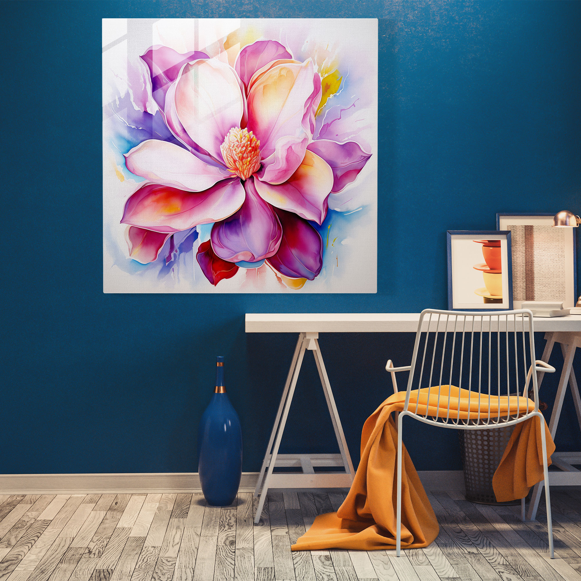 Magnolia Abstract Glass Print - Magnolia, Glass Wall Art, Wall Decoration, Home Decoration