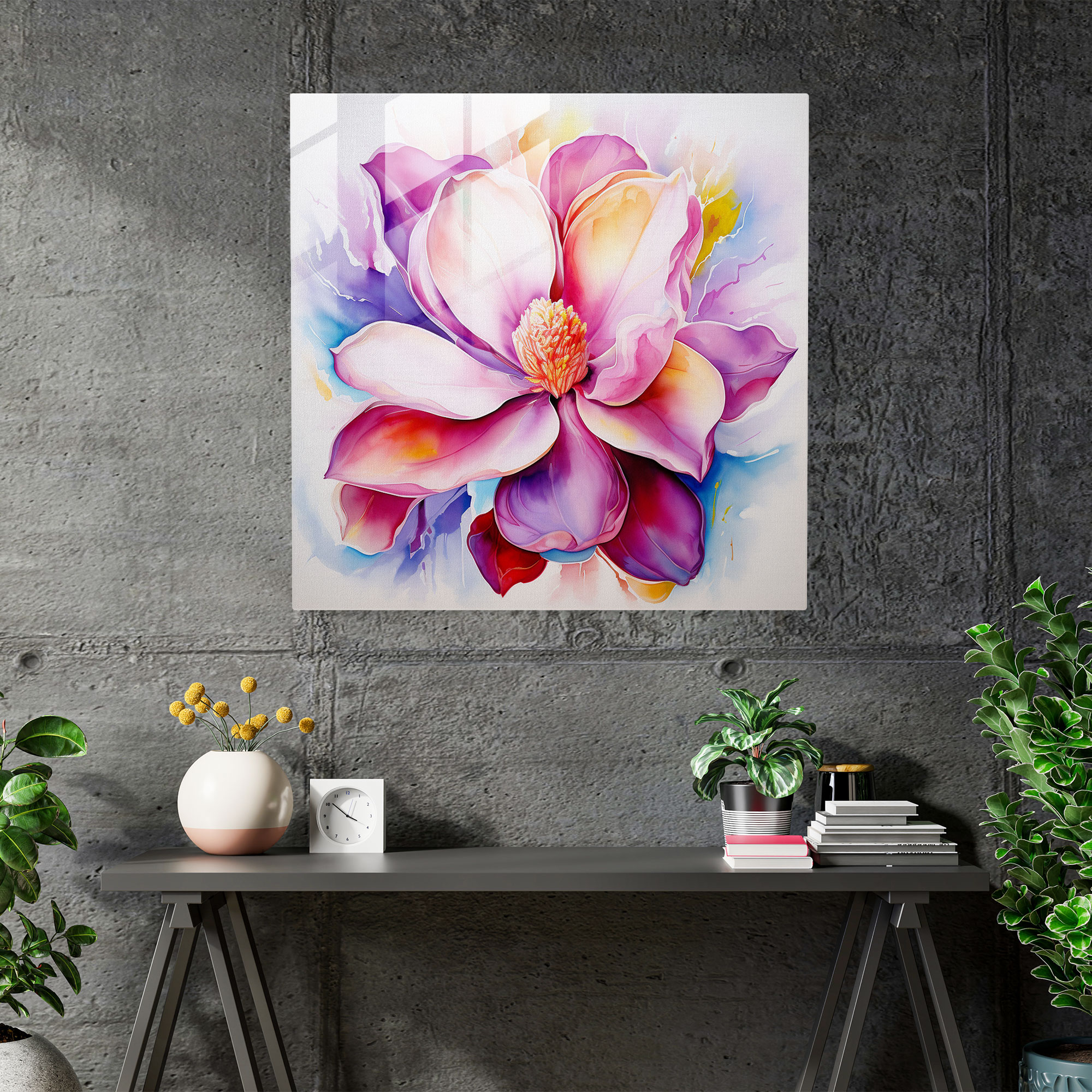 Magnolia Abstract Glass Print - Magnolia, Glass Wall Art, Wall Decoration, Home Decoration