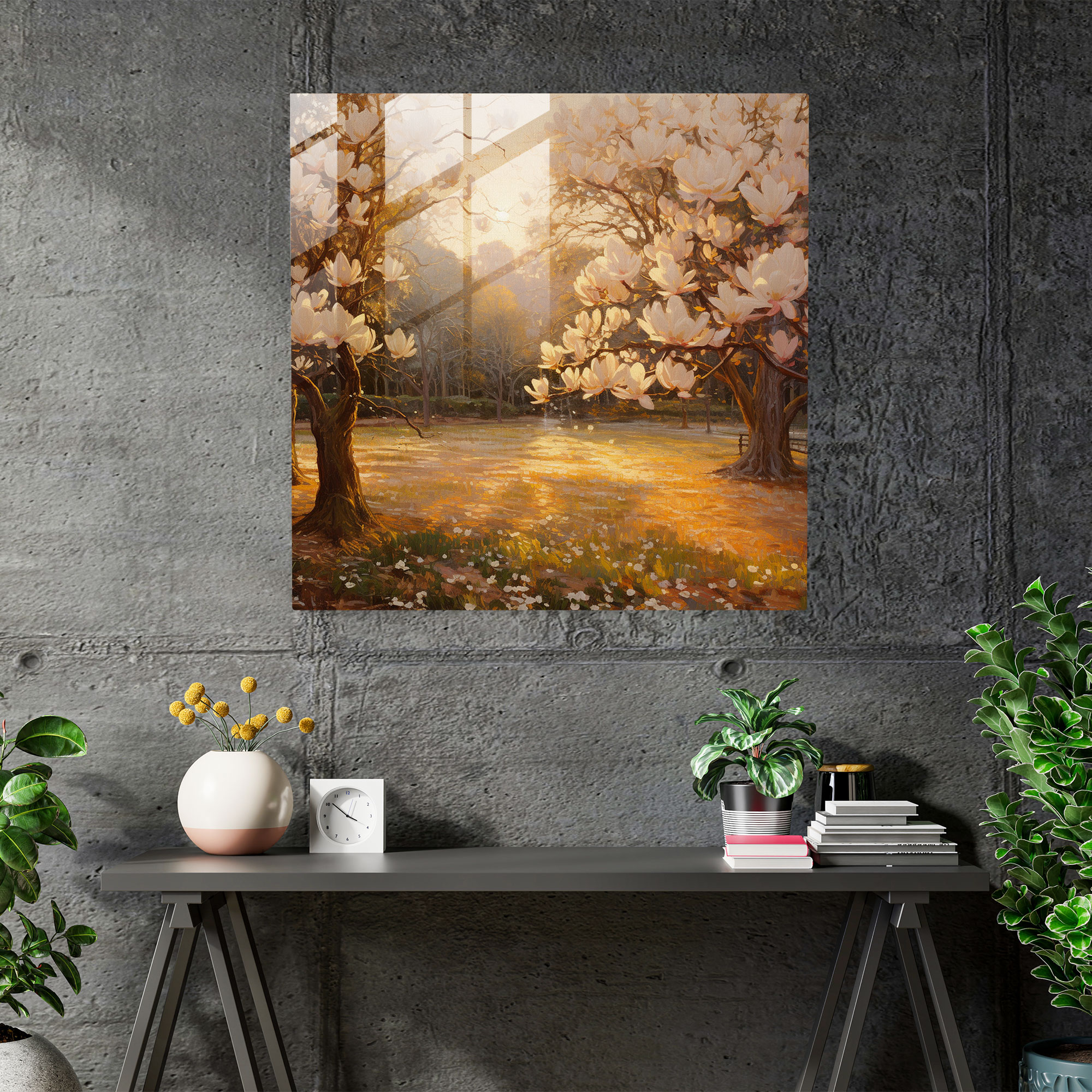 Tranquil Magnolia Glass Print - Magnolia, Glass Art, Glass Wall Art, Wall Decoration