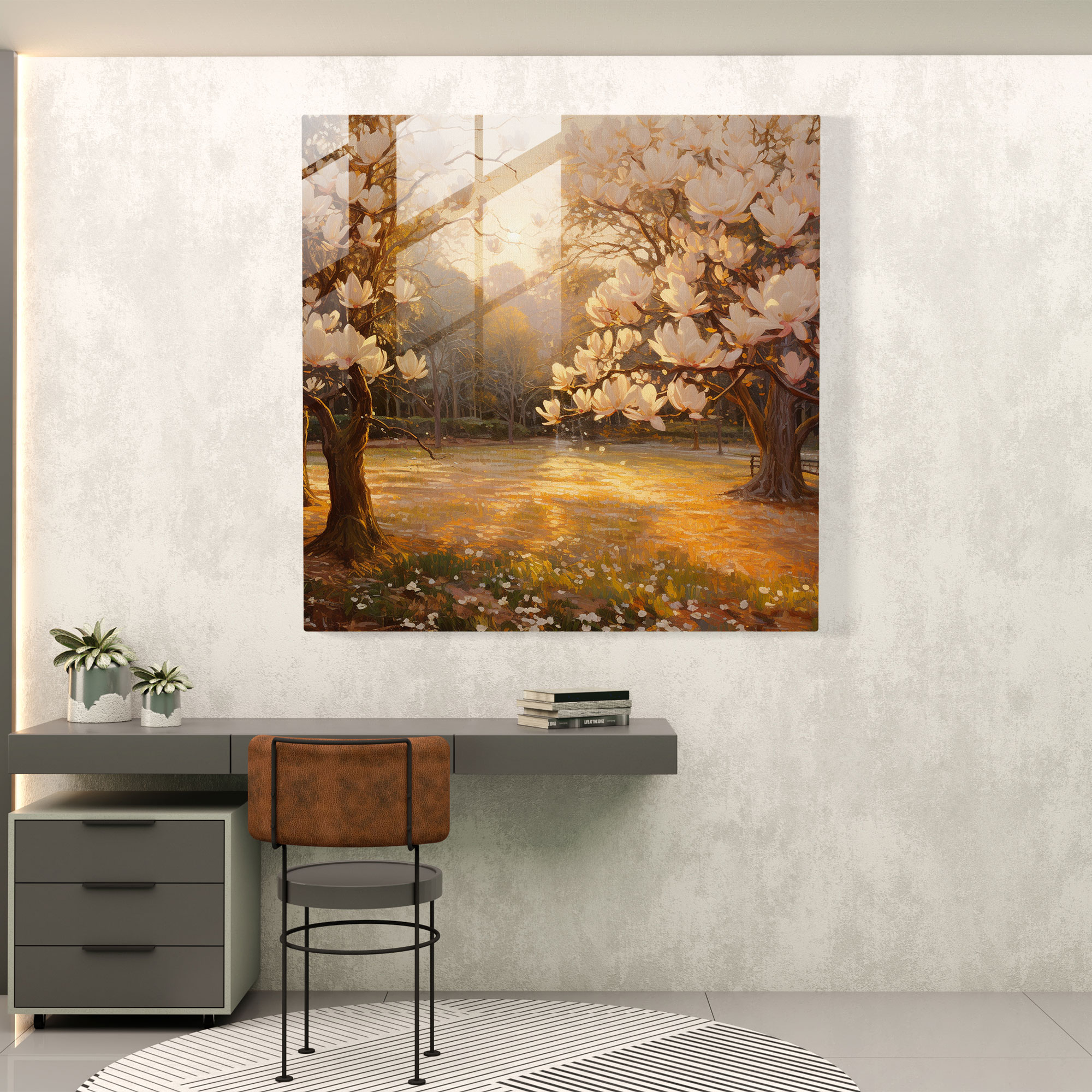 Tranquil Magnolia Glass Print - Magnolia, Glass Art, Glass Wall Art, Wall Decoration
