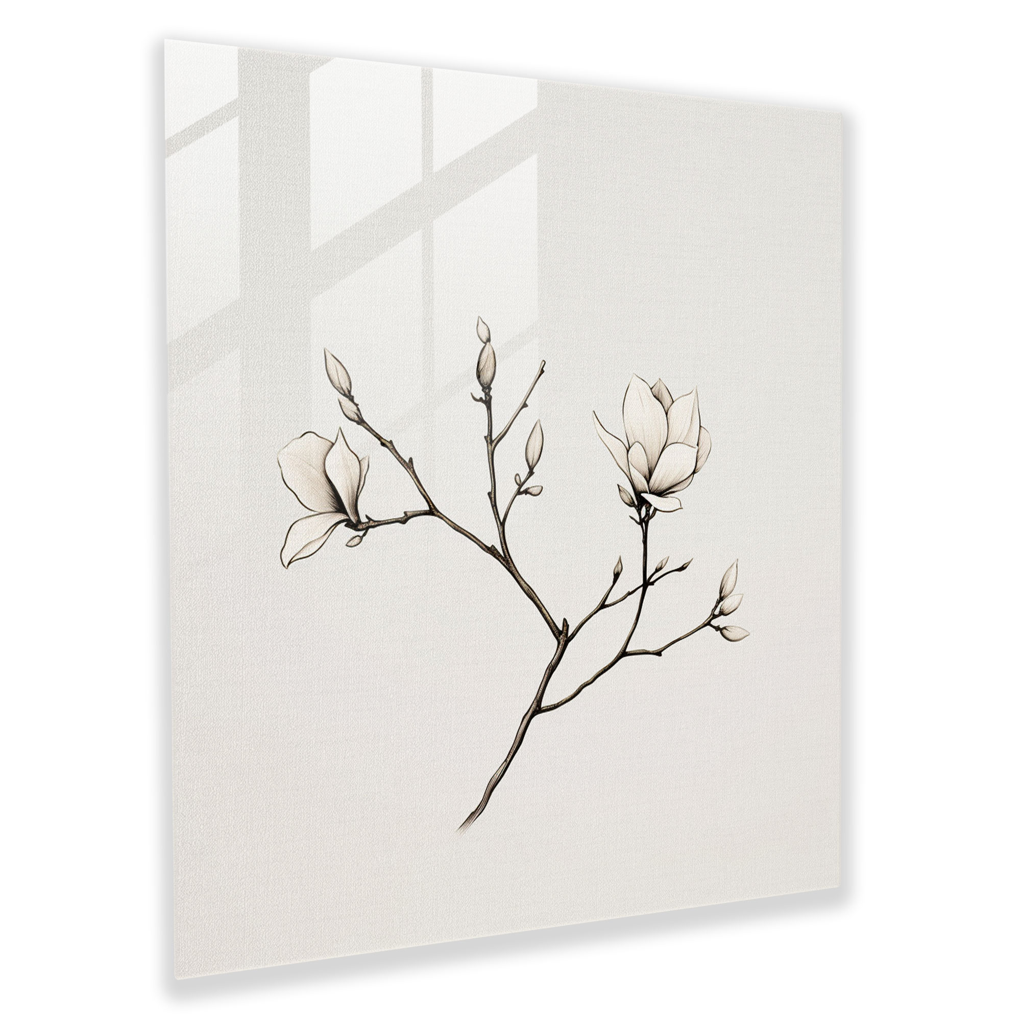 Minimal Magnolia Glass Print - Magnolia, Home Decoration, Glass Wall Art, Glass Print